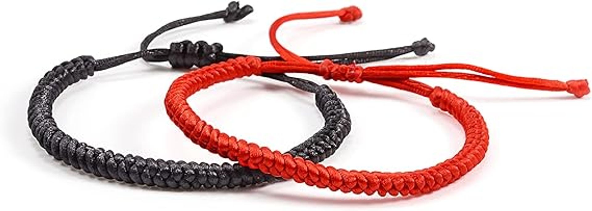 Handmade Tibetan Lucky Bracelet for Men and Women – Adjustable Woven Buddhist Good Luck Charm Jewellery (Red and Black)