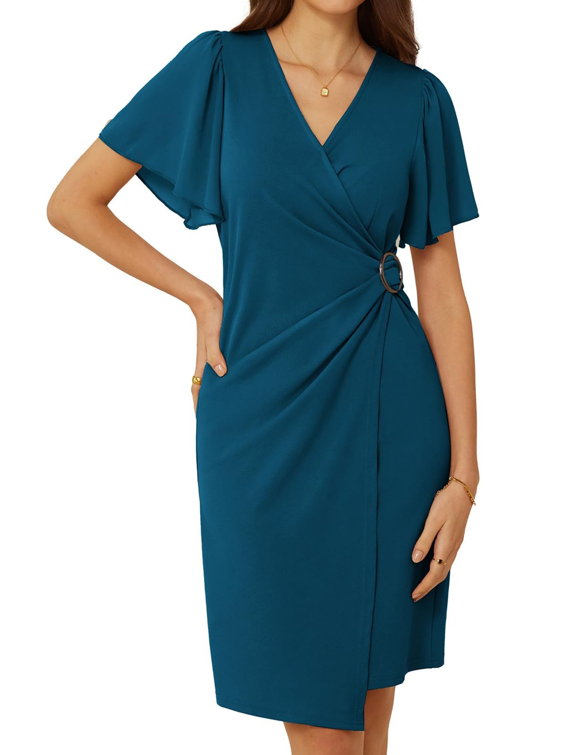 Elegant V-Neck Chiffon Dress For Women