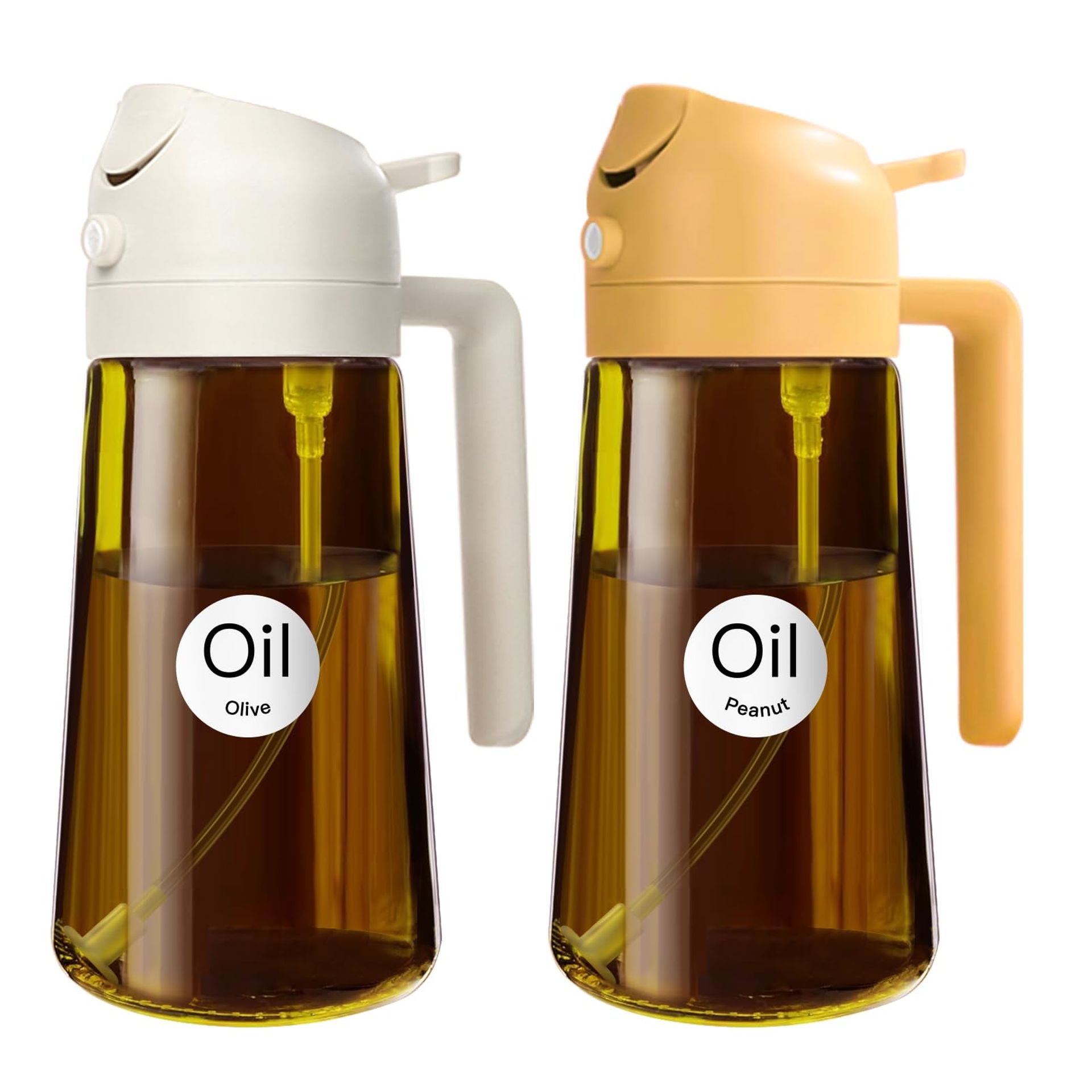 16oz Light-Blocking Oil Sprayer for Cooking, 2-in-1 Olive Dispenser, Amber Glass, Food-Grade Mister