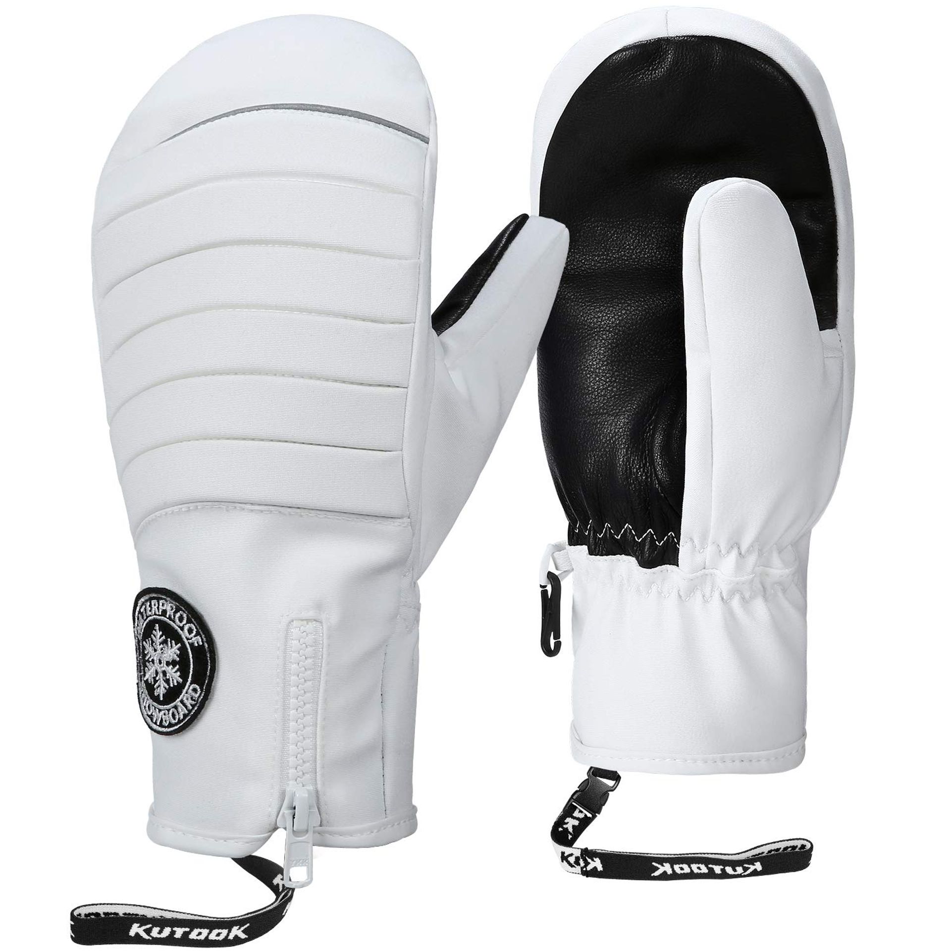 Men's Ski Gloves Waterproof Thermal Snowboard Mittens Winter Sports - White L