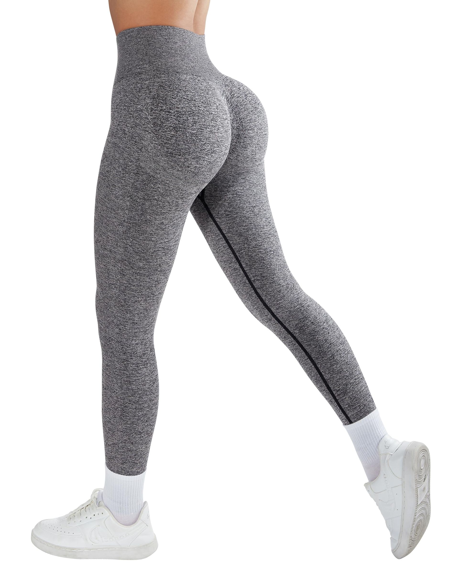 High Waisted Seamless Gym Leggings for Women - Scrunch Bum Lift, Yoga & Running, Light Grey XL