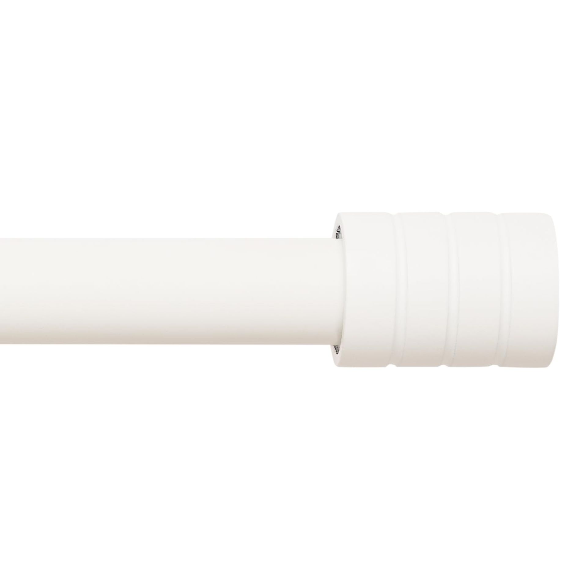 Extendable Curtain Pole Adjustable Metal Track with End Cap Finials and Mounting Brackets - White 76-310cm