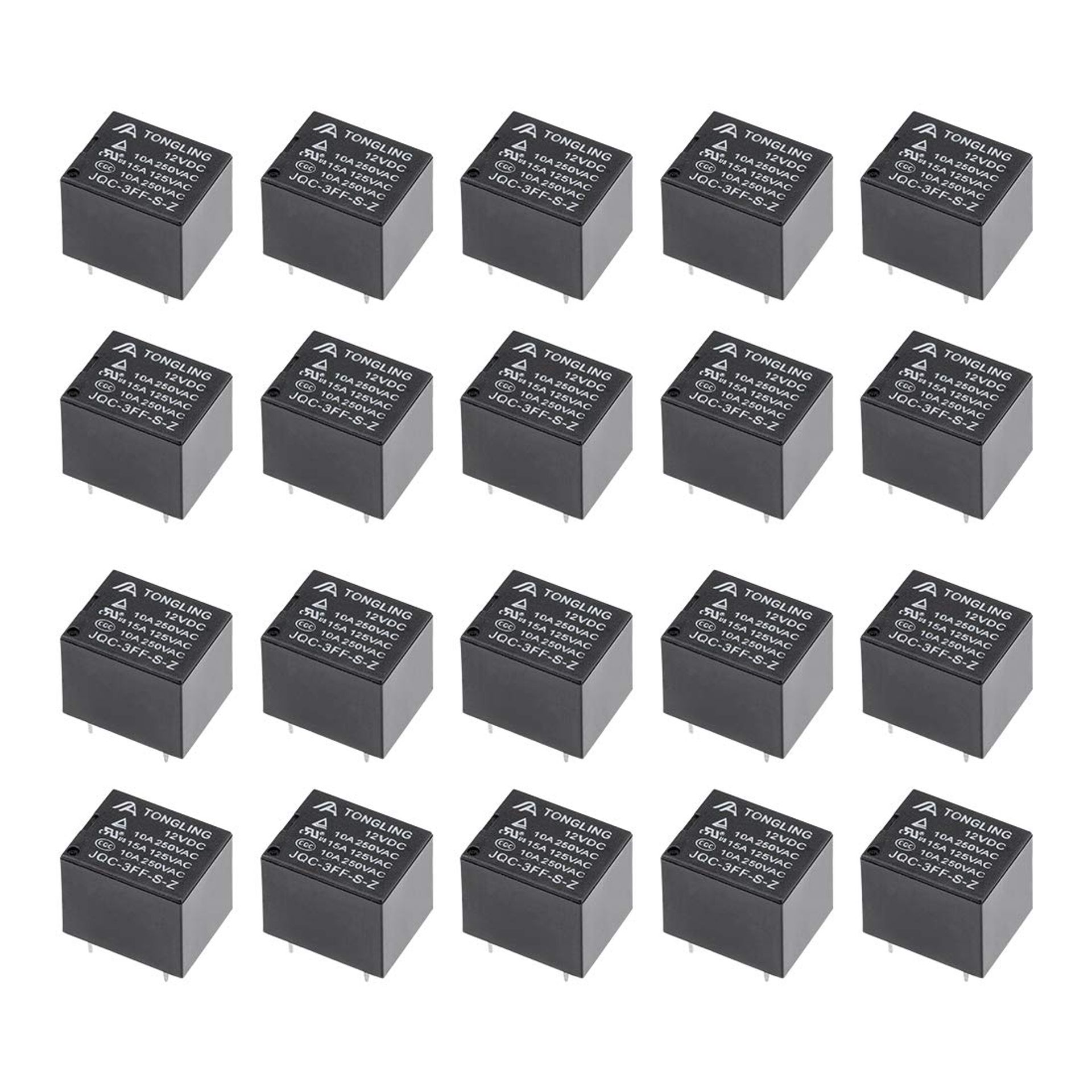 sourcing map 20 Pcs JQC-3FF-S-Z DC 12V Coil SPDT 5P PCB Electromagnetic Power Relay