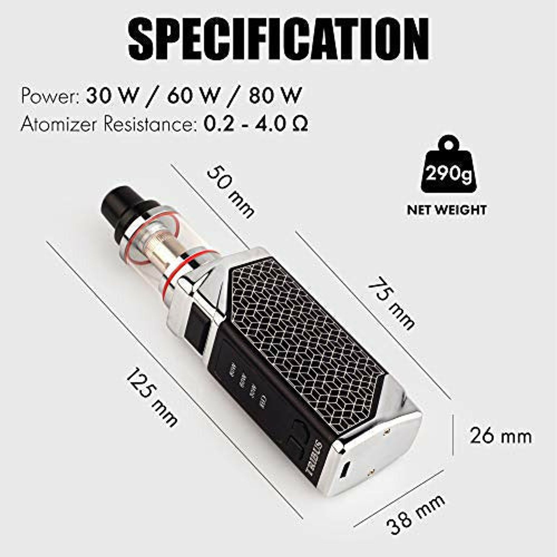 Tribus Vape E Cigarette Starter Kit Stainless Steel Box Mode Vape Pen Led