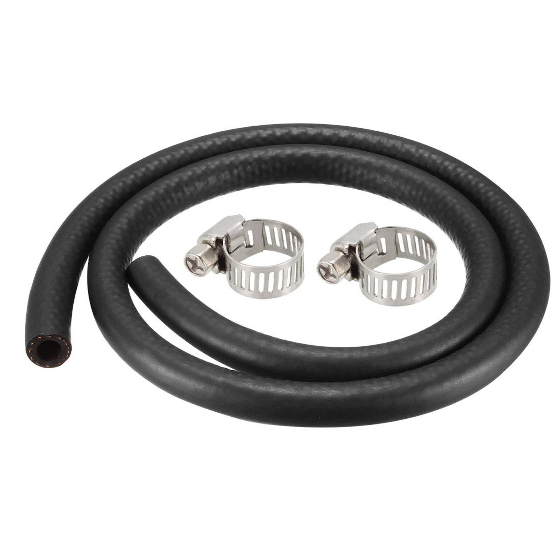 sourcing map Fuel Line Hose Rubber 8mm I.D. 0.9M/3Ft Diesel Petrol Hose Engine Pipe Tubing with 2 Clamps