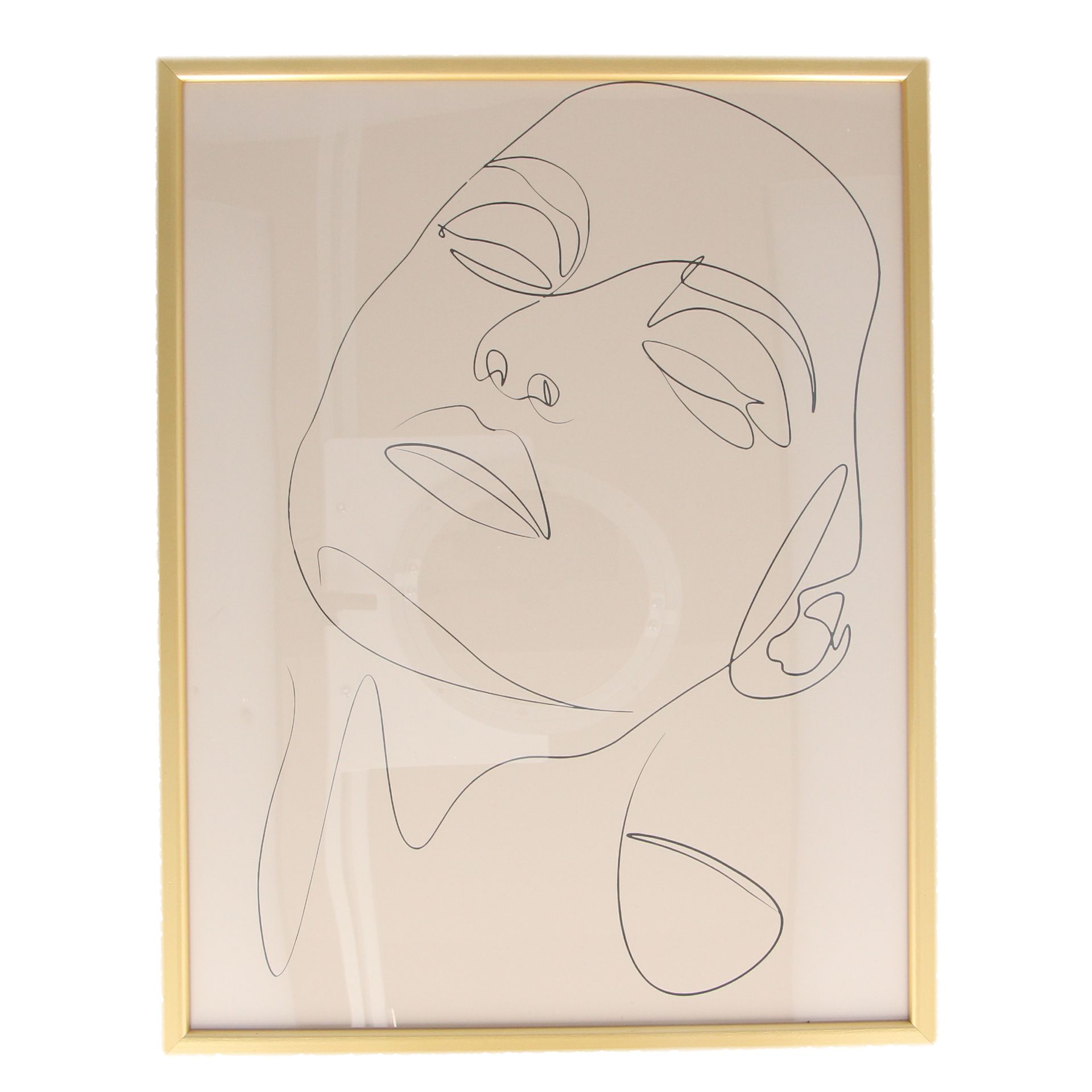 1 x Gisela Graham Profile Line Drawing Gold Framed Print, Lrg    