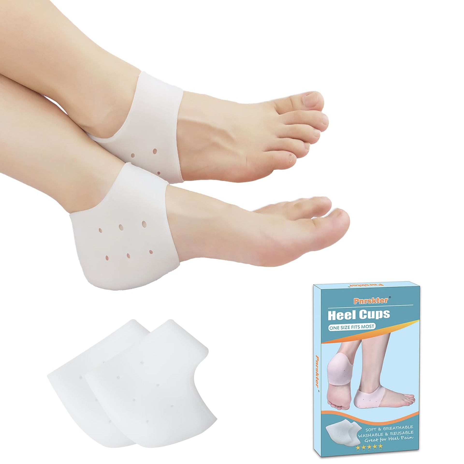 8 PCS Heel Cups & Gel Heel Protectors for Plantar Fasciitis & Heel Pain Relief