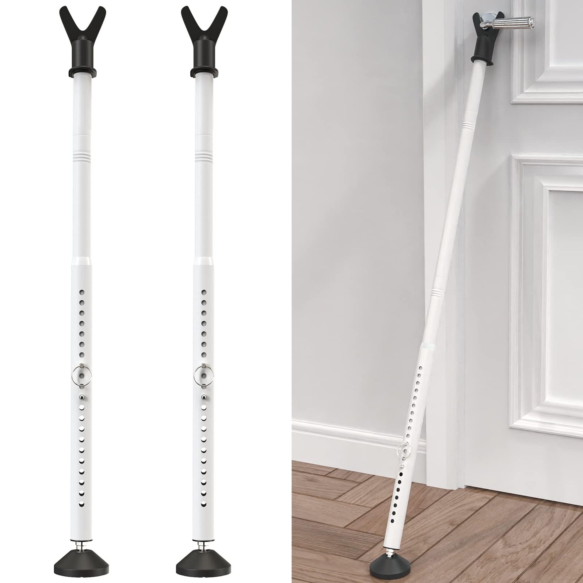 Adjustable Door Security Bar 2 Pack - Sliding Patio Door & Window Jammer, Frosted White, Removable Home & Travel Safety Lock