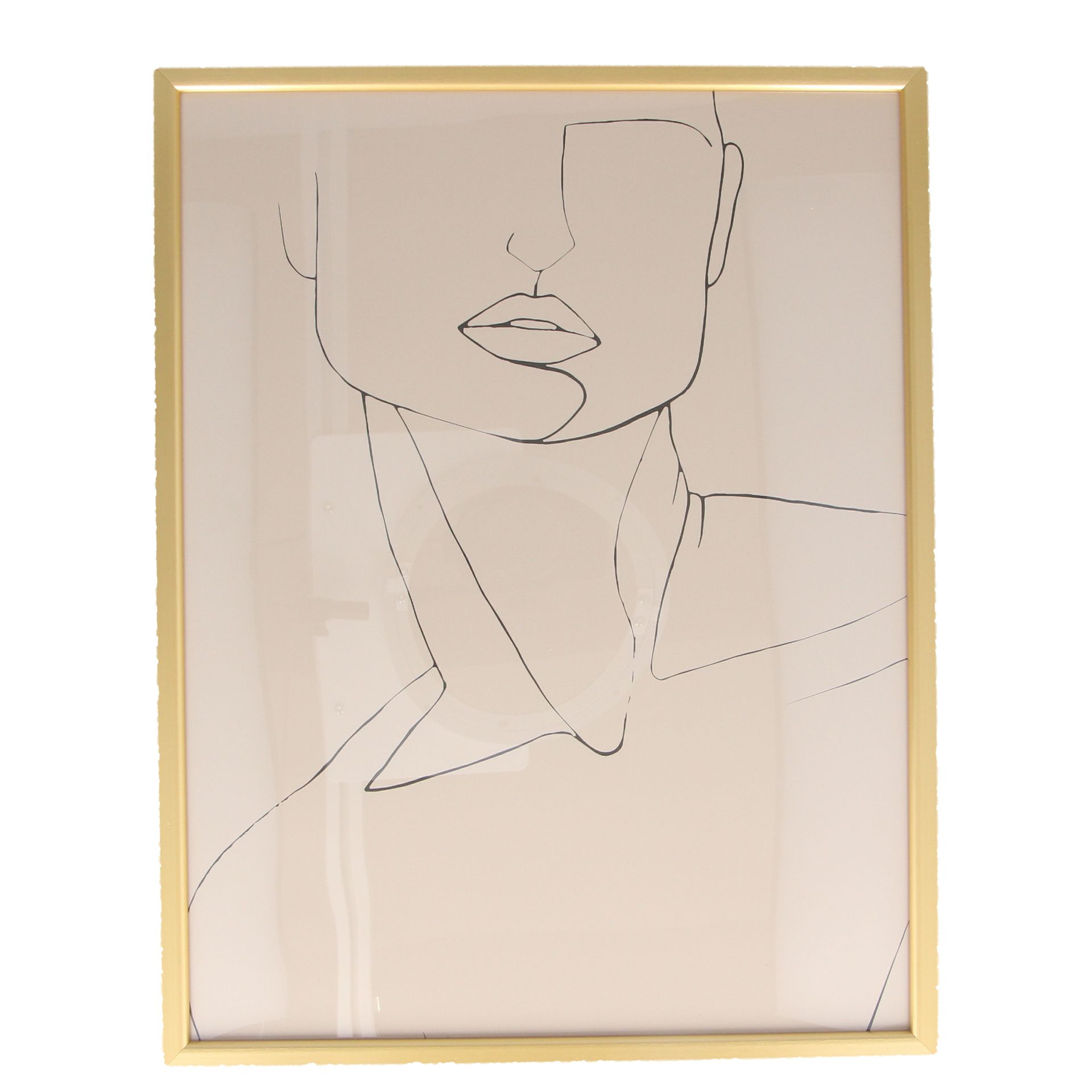 1 x Gisela Graham Pose Line Drawing Gold Framed Print, Lrg       