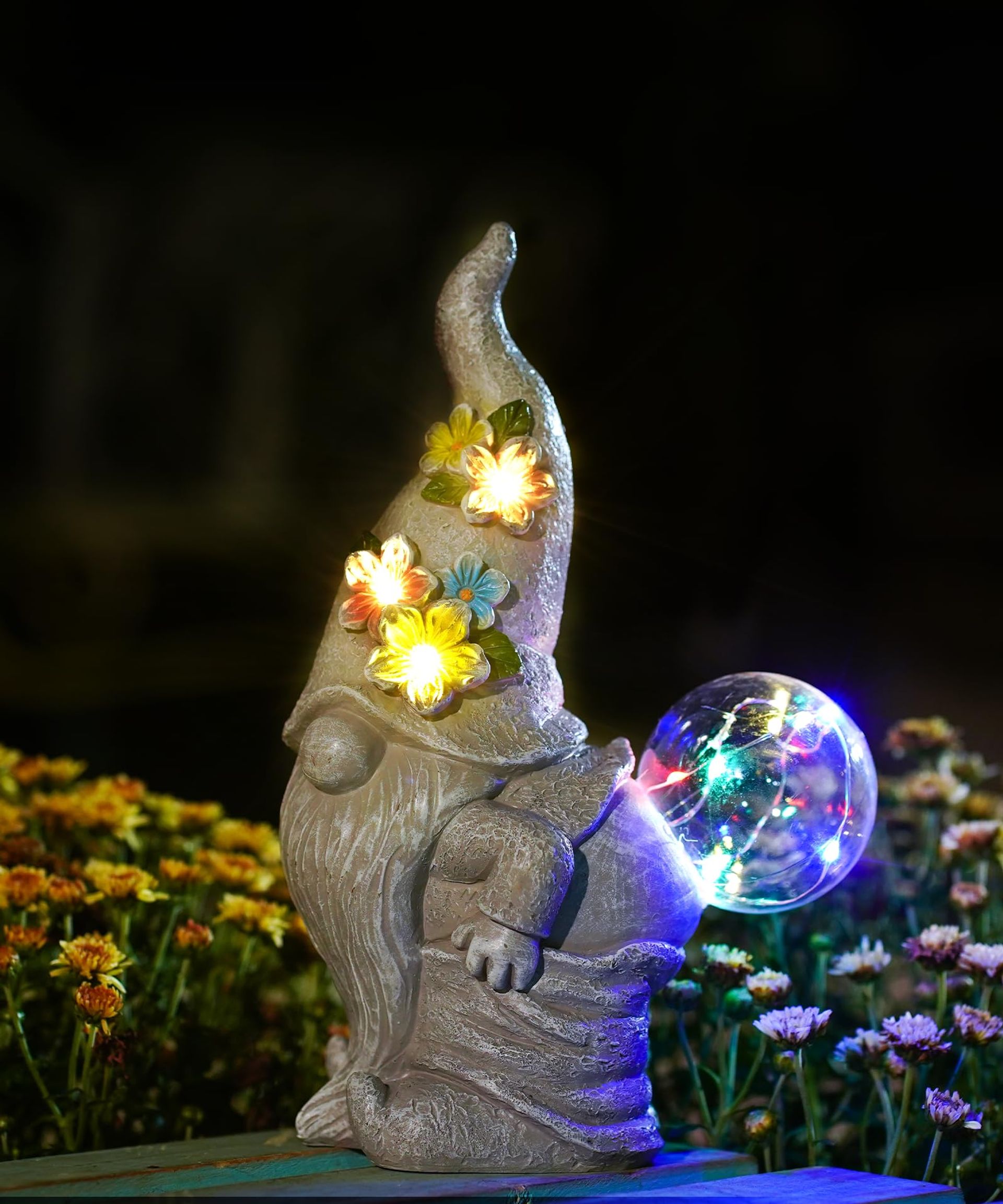 Garden Gnome Statue with Solar Powered Bubble Feature Outdoor Waterproof Ornament - Gnome One Size