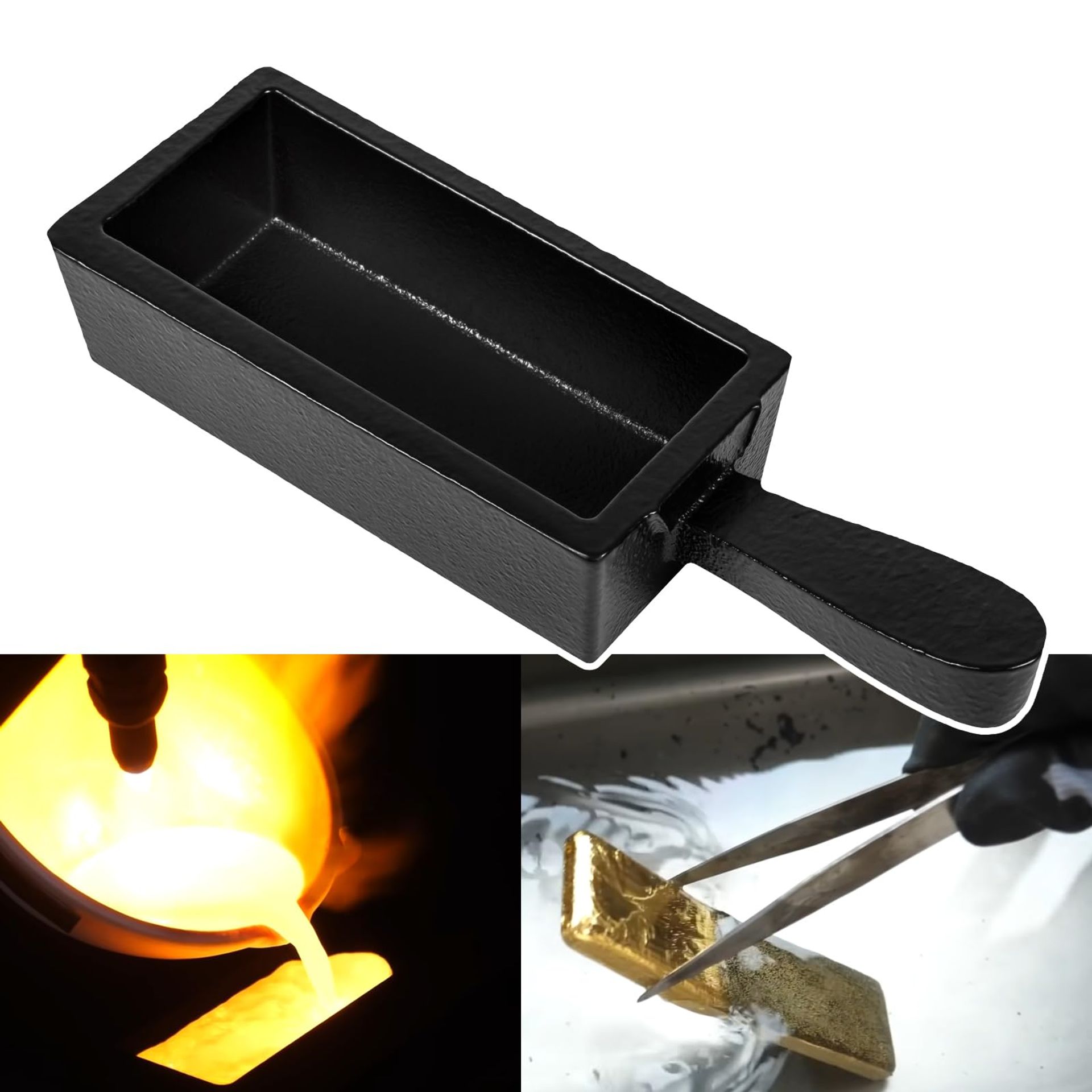 Cast Iron Ingot Mold 100oz Metal Casting Mould for Gold Silver Copper Aluminium Brass - Black 100oz