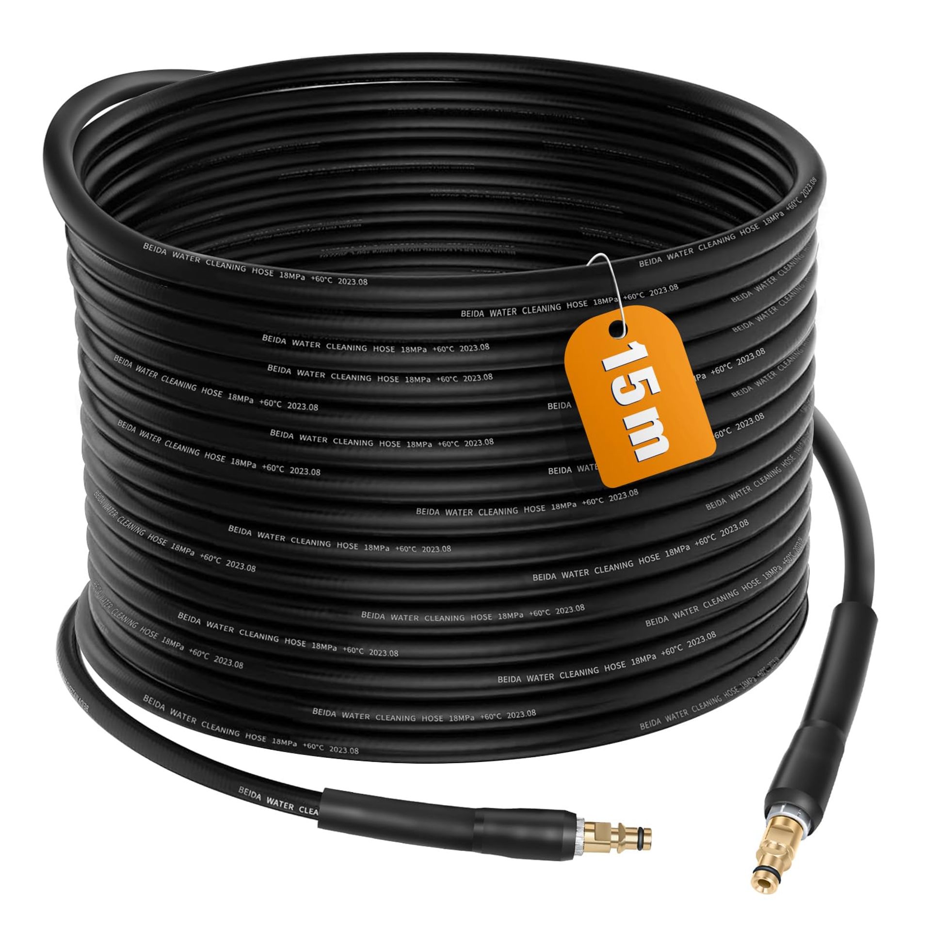 15M High Pressure Replacement Hose for Karcher K2-K7 Washers, Quick Connect, Anti-Twist, 2610 PSI