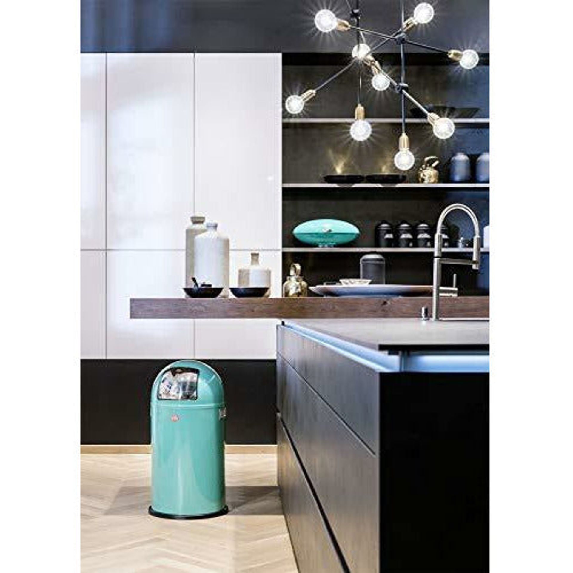 Wesco Pushboy Powder Coated Steel Waste Bin (50L) - New Silver