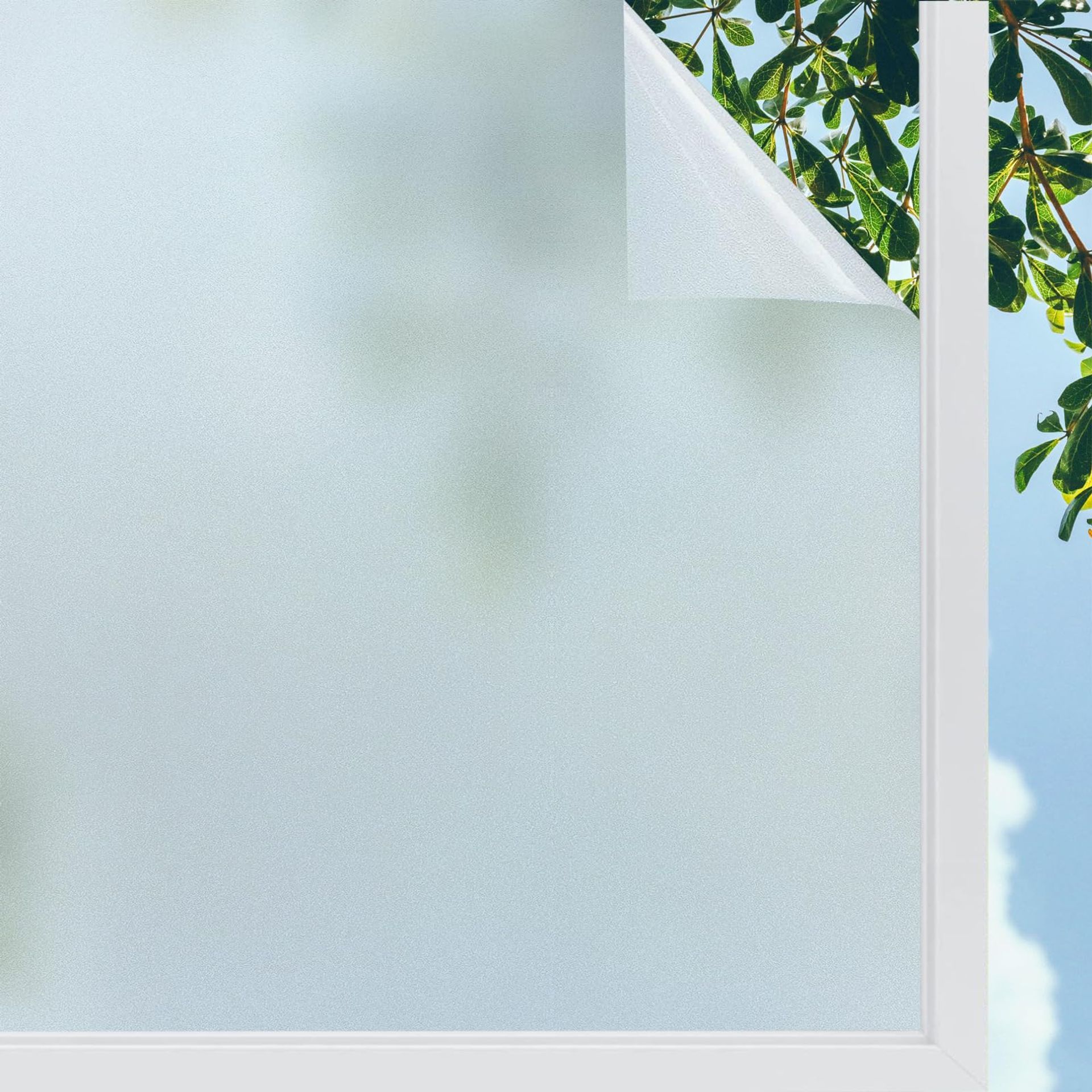 Linarun Window Film Privacy 44.5x300 Privacy Film for Glass Windows Frosted Window Film Self Adhesive Window Privacy Film Anti Glare Block UV Frosted Glass Film for Windows for Bathroom Home Office