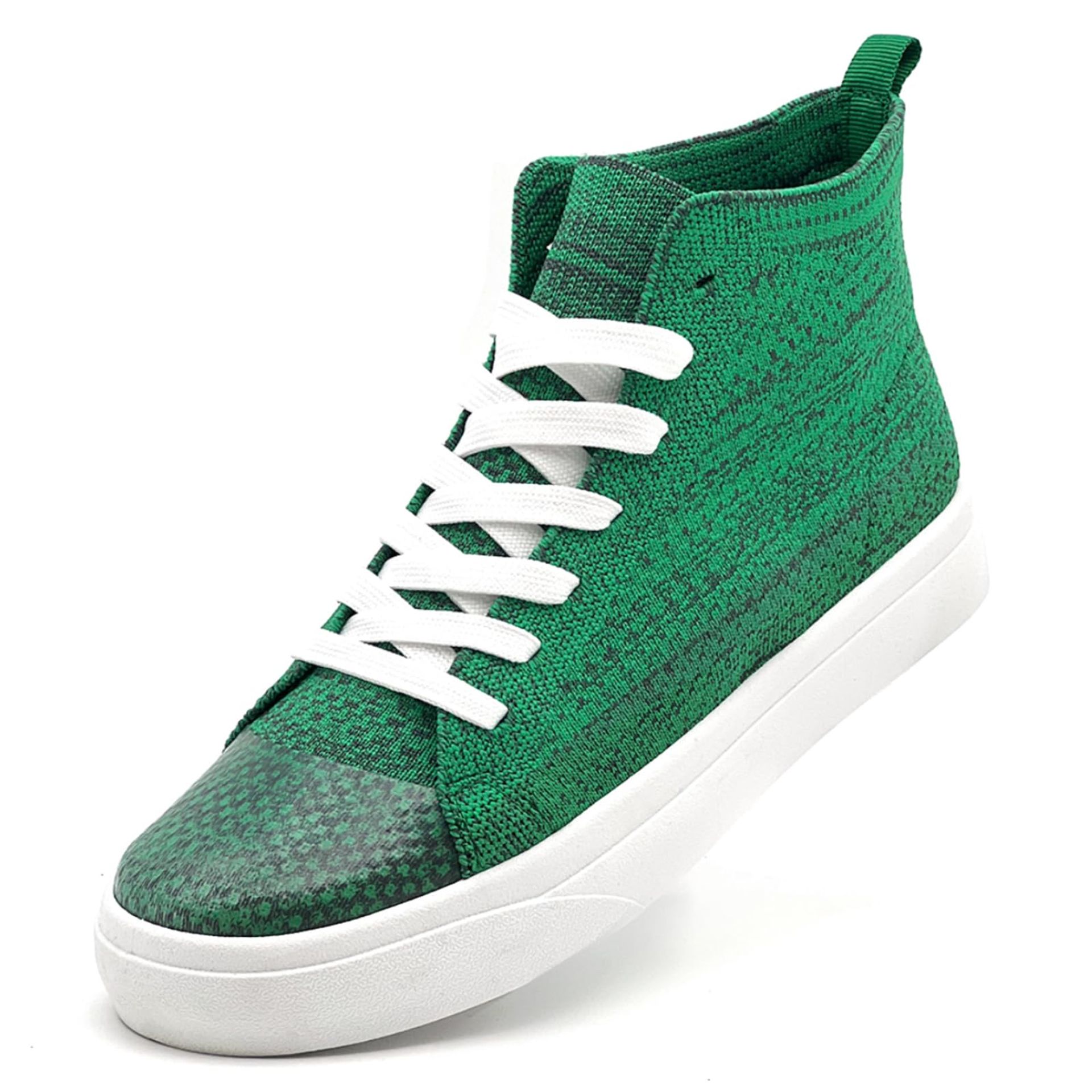 Women's High Top Trainers Breathable Mesh Lightweight Lace-Up Casual Sneakers - Green UK 5.5