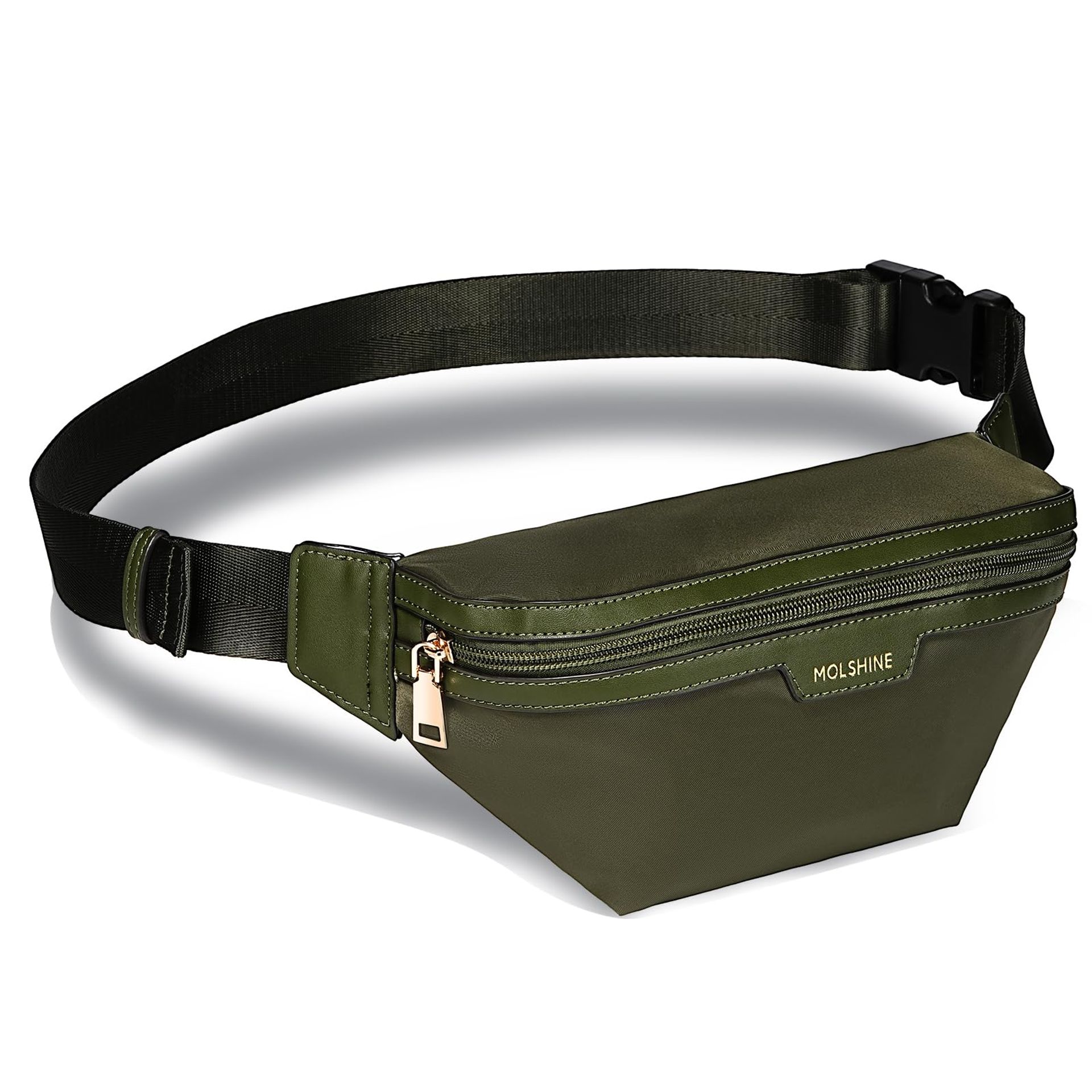 Unisex Bum Bag Fanny Pack Crossbody Waist Bag with Phone Pocket & Card Holder for Travel, Running & Hiking - Army Green M