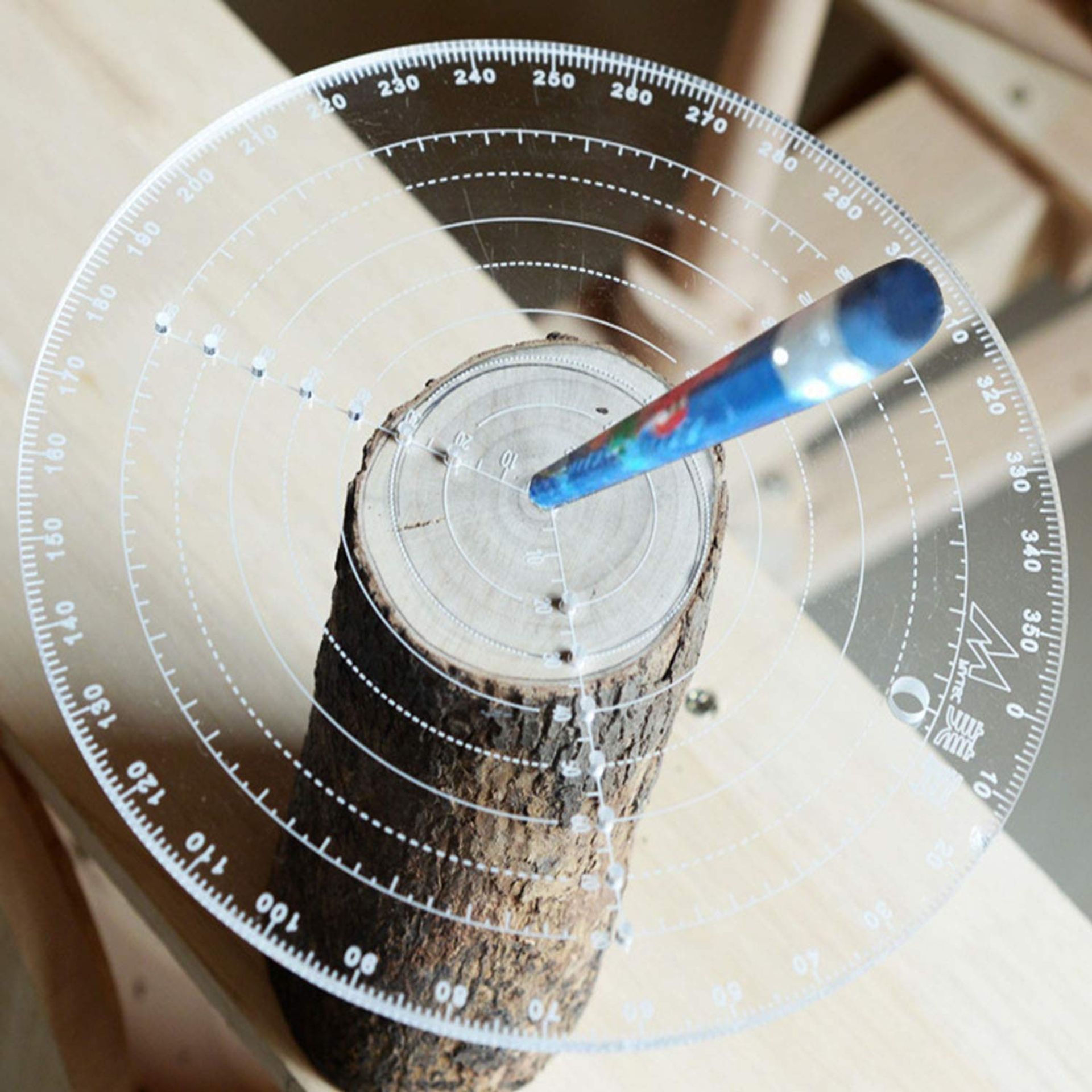 30cm Clear Acrylic Centre Finder Tool & Compass For Woodworking And Lathe