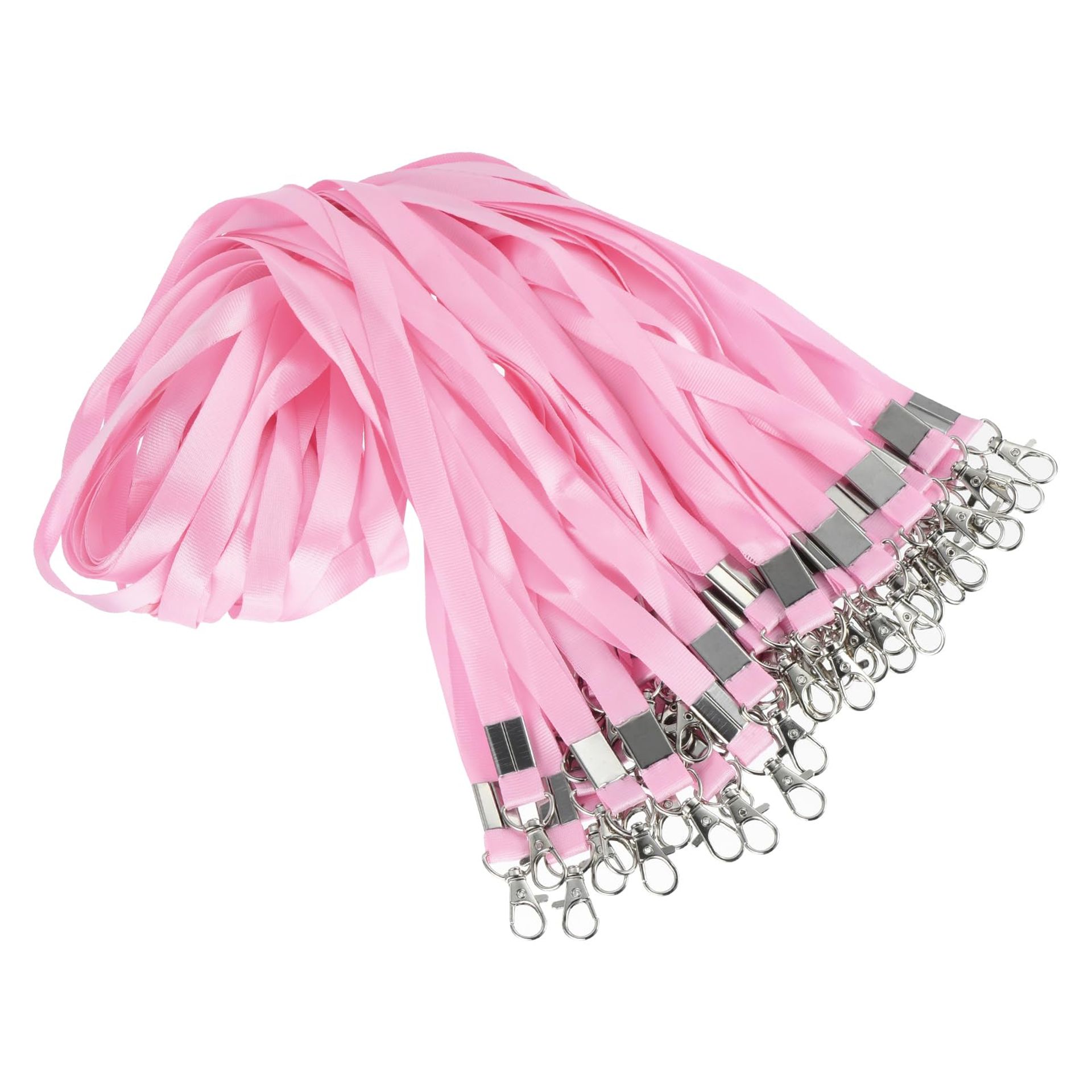 48cm Bulk Lanyards with Clips, 100pcs Soft Polyester Neck Straps for ID Badges, Keys, Passes & Phones - Pink