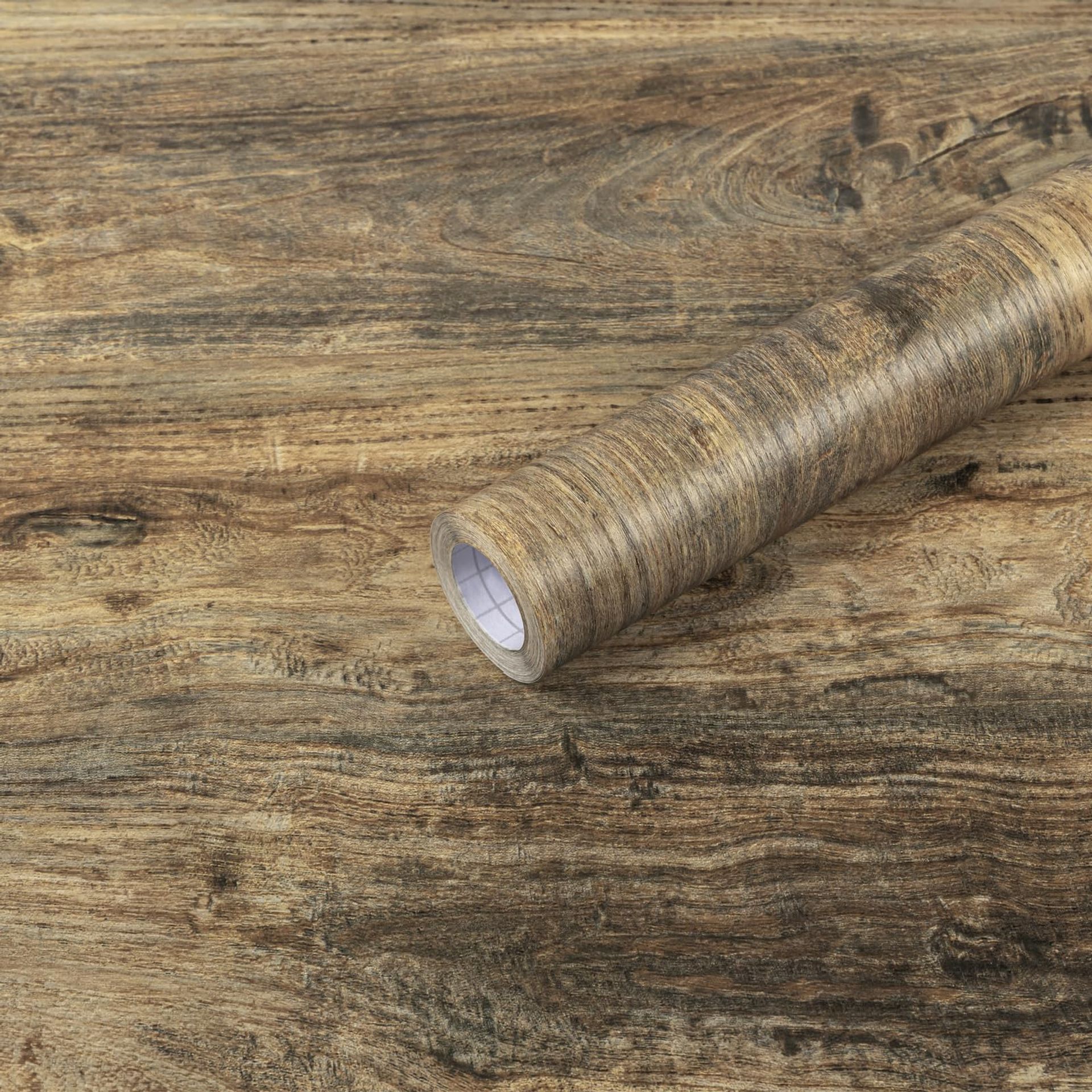 Wood Vinyl Wrap Self Adhesive Wallpaper Vintage Wood Grain Film for Furniture, Kitchen Worktops and Shelves - Brown 60x500cm