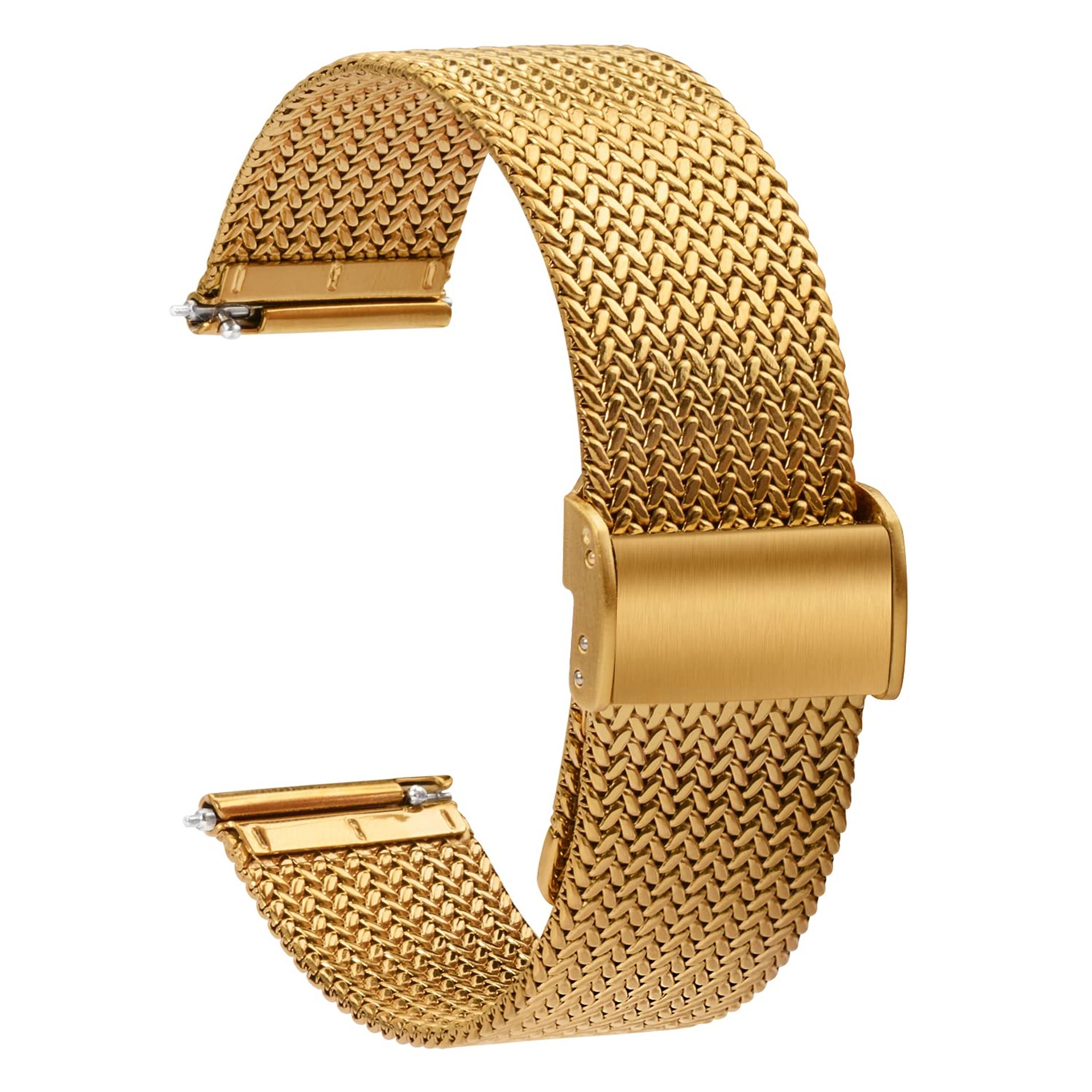 Mesh Watch Strap Stainless Steel Milanese Quick Release Replacement Band for Men and Women - Gold 22mm