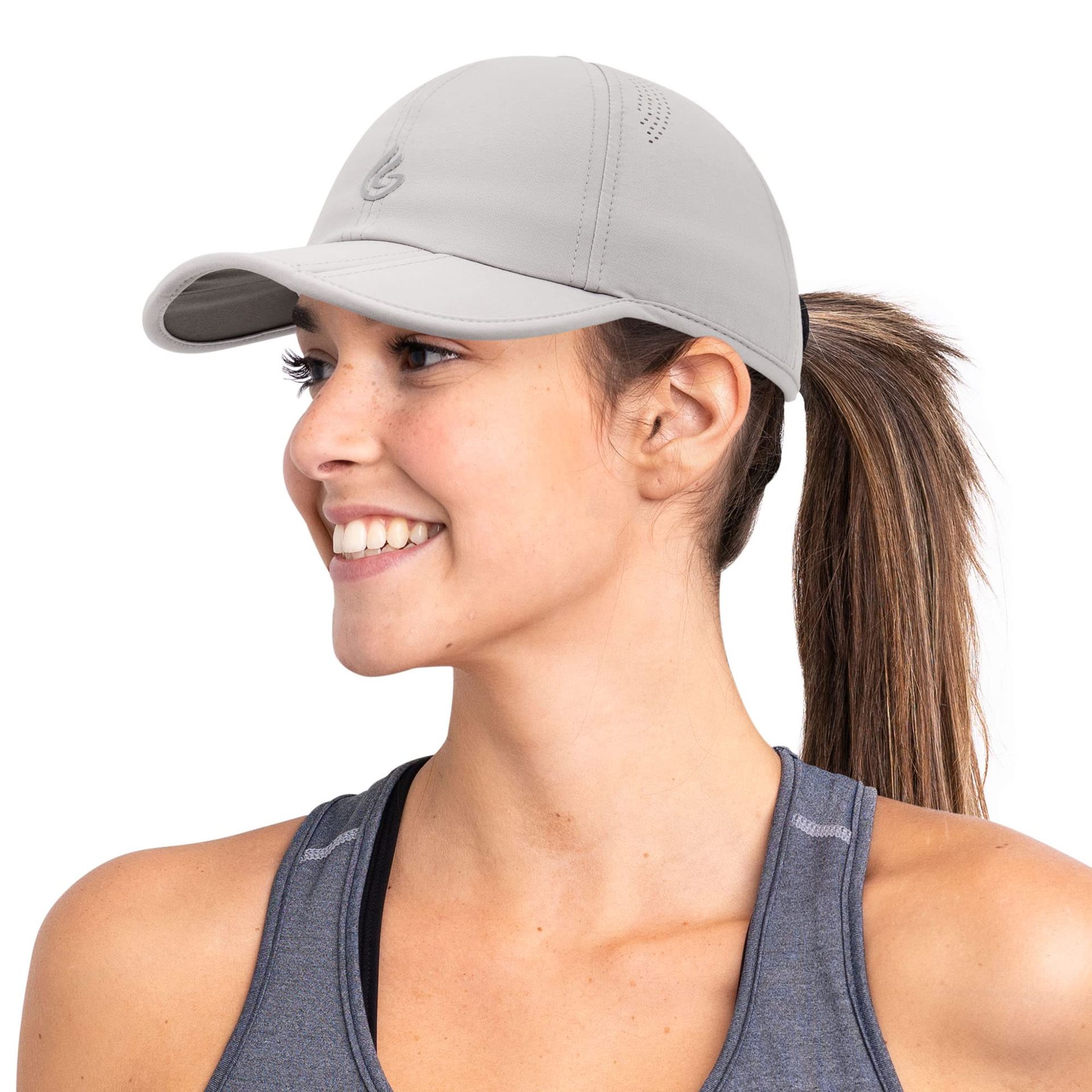 Gisdanchz Running Cap for Men Women Foldable Running Hats for Women Men Performance Baseball Caps Mens Womens Workout Tennis Golf Sports Hat Quick Dry Sports Cap Outdoor Baseball Hat, Light Gray