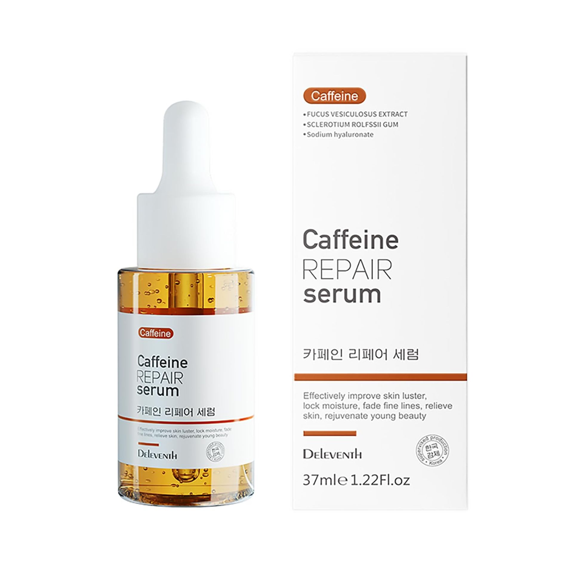 Korean Caffeine Repair Face Serum with Natural Extracts Anti-Age Hydration - Coffee 37ml