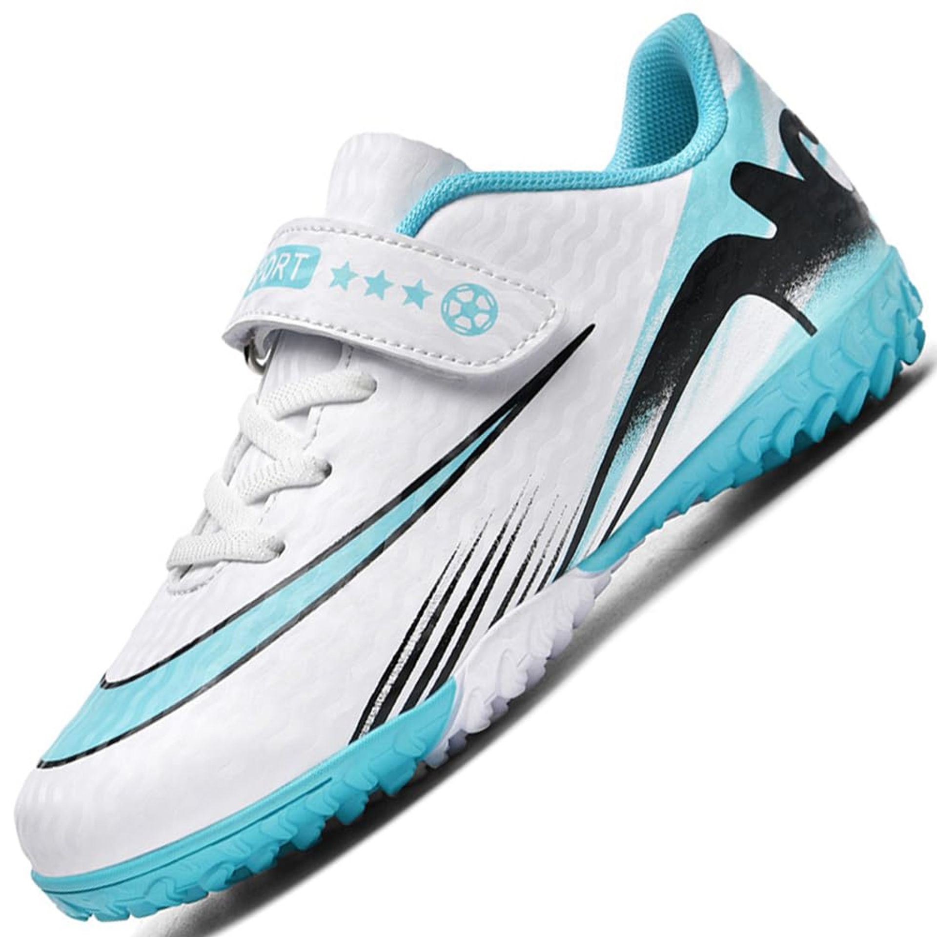 Kids Football Boots for Boys & Girls – Non-Slip Indoor Outdoor Sports Trainers, Durable Soccer Shoes for Teenagers, White UK Size 1