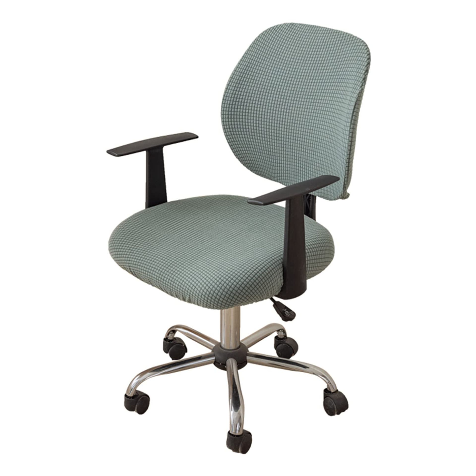 Office Chair Covers Stretch Corn Silk Fabric Split Design Washable Slipcovers - Dark Green 10PCS