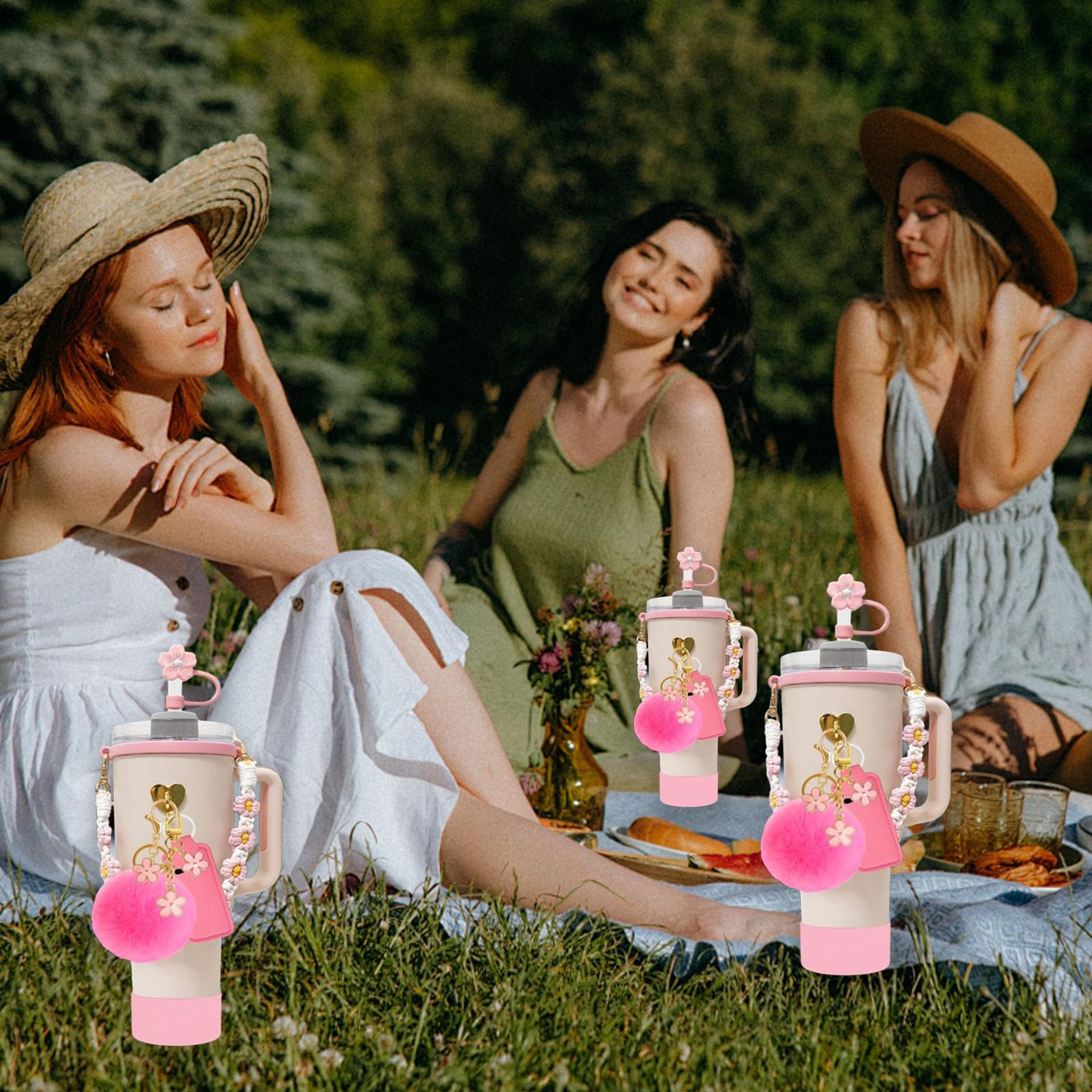 Portachiavi Mini Stanley Cup Kawaii In Resina Rosa - Ciondolo Decorativo Per Borse E Zaini, Accessorio Regalo