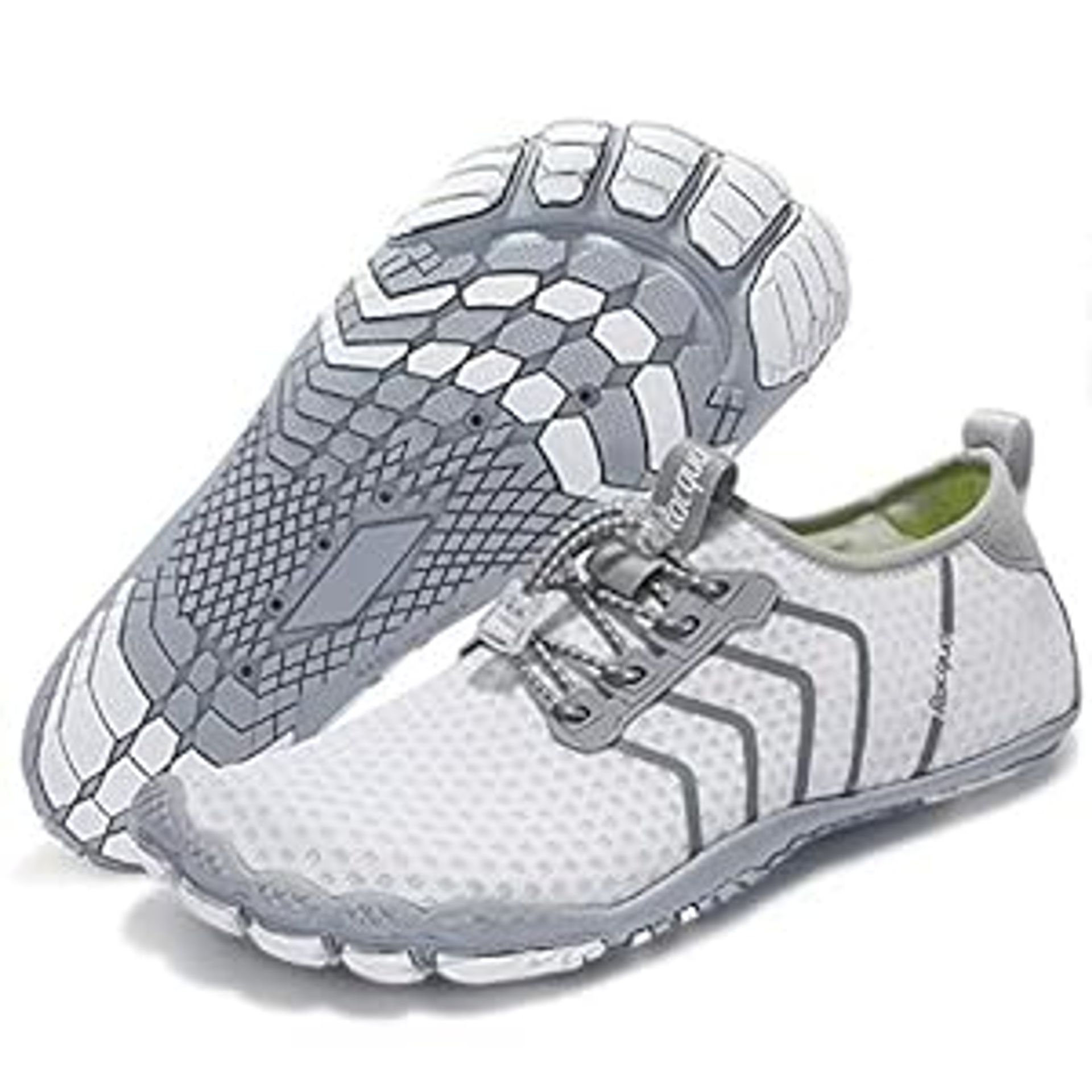 Men's & Women's Barefoot Water Shoes Quick Dry Aqua Surf Swim Trainers - White UK 3.5