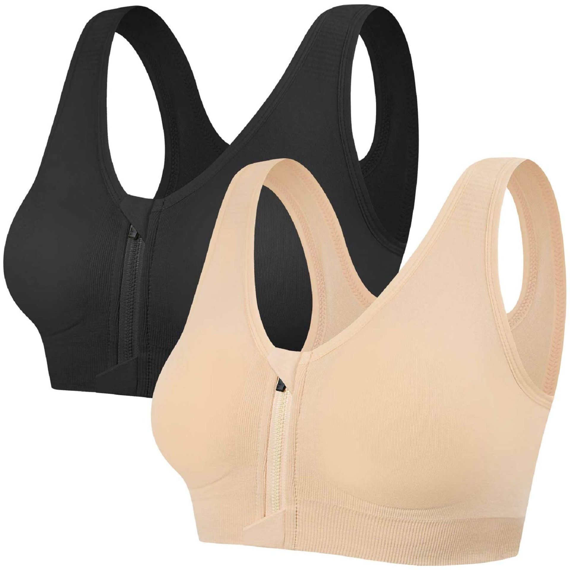 High Impact Zip Front Sports Bra for Women - Wireless, Comfy & Supportive - Size 10