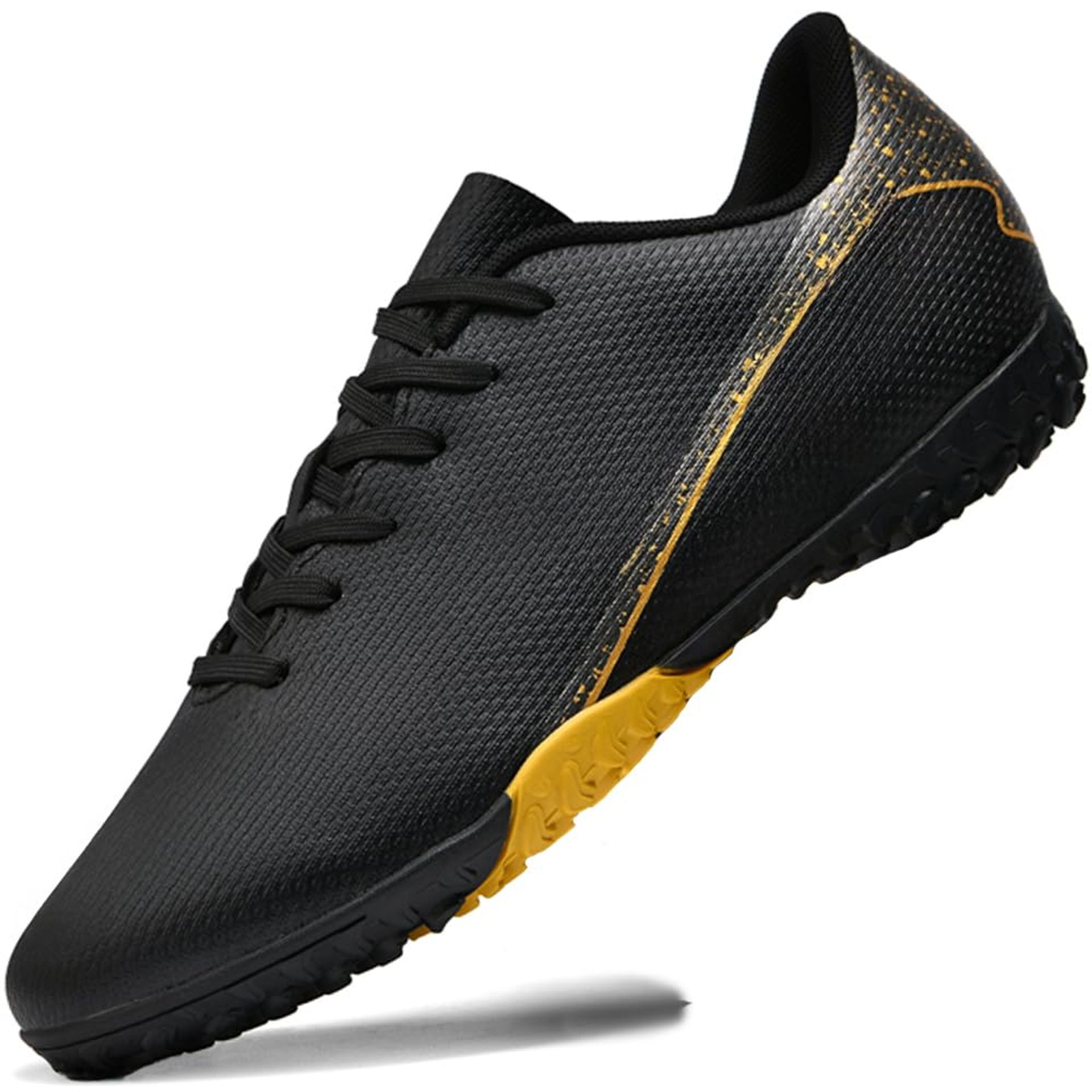 Kids Football Boots Trainers – Breathable Lightweight Soccer Shoes with Non-Slip Rubber Sole for Boys & Girls – Black Size 39