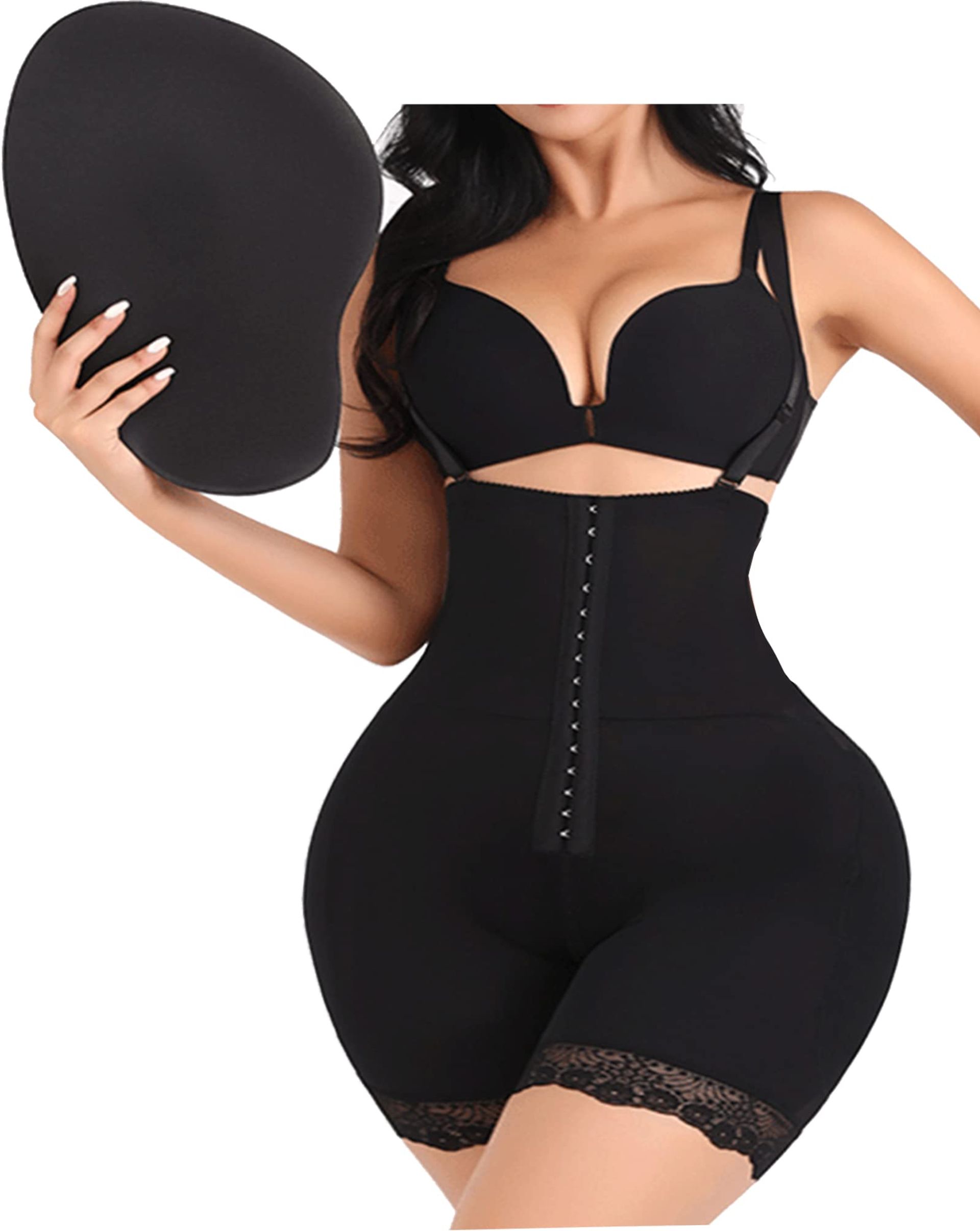 Women's Padded Butt Lifter Shapewear Shorts Hip Enhancer Tummy Control Underwear - Black M