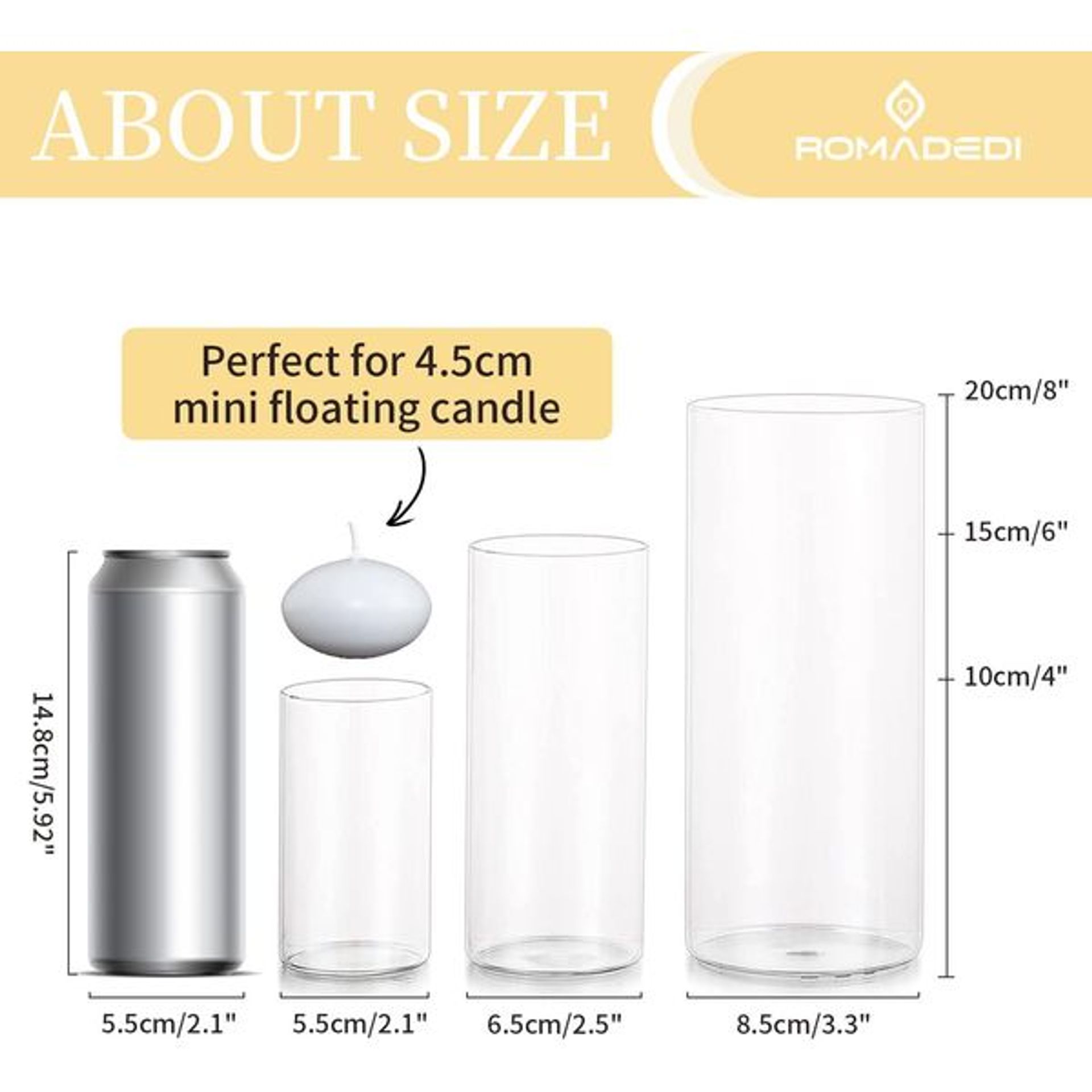 2Pcs Glass Cone and Pillar Candlestick, 8cm Height Crystal Window Candles Stand, For Wedding & Dining Table Centerpieces Home Decoration