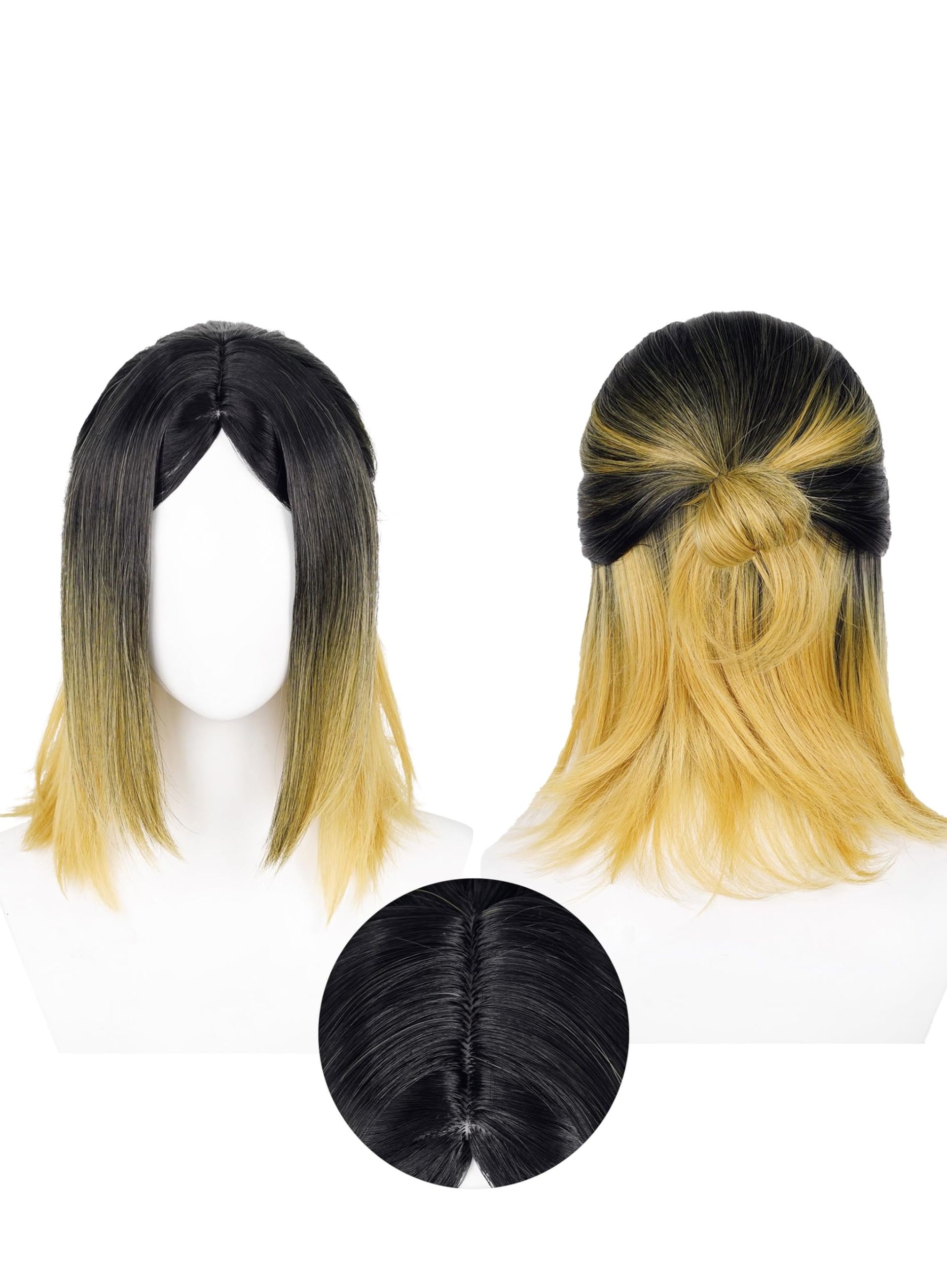 Short Synthetic Heat Resistant Cosplay Wig Ombre Black to Gold Inspired by Kozume Kenma - Kozume Kenma Style