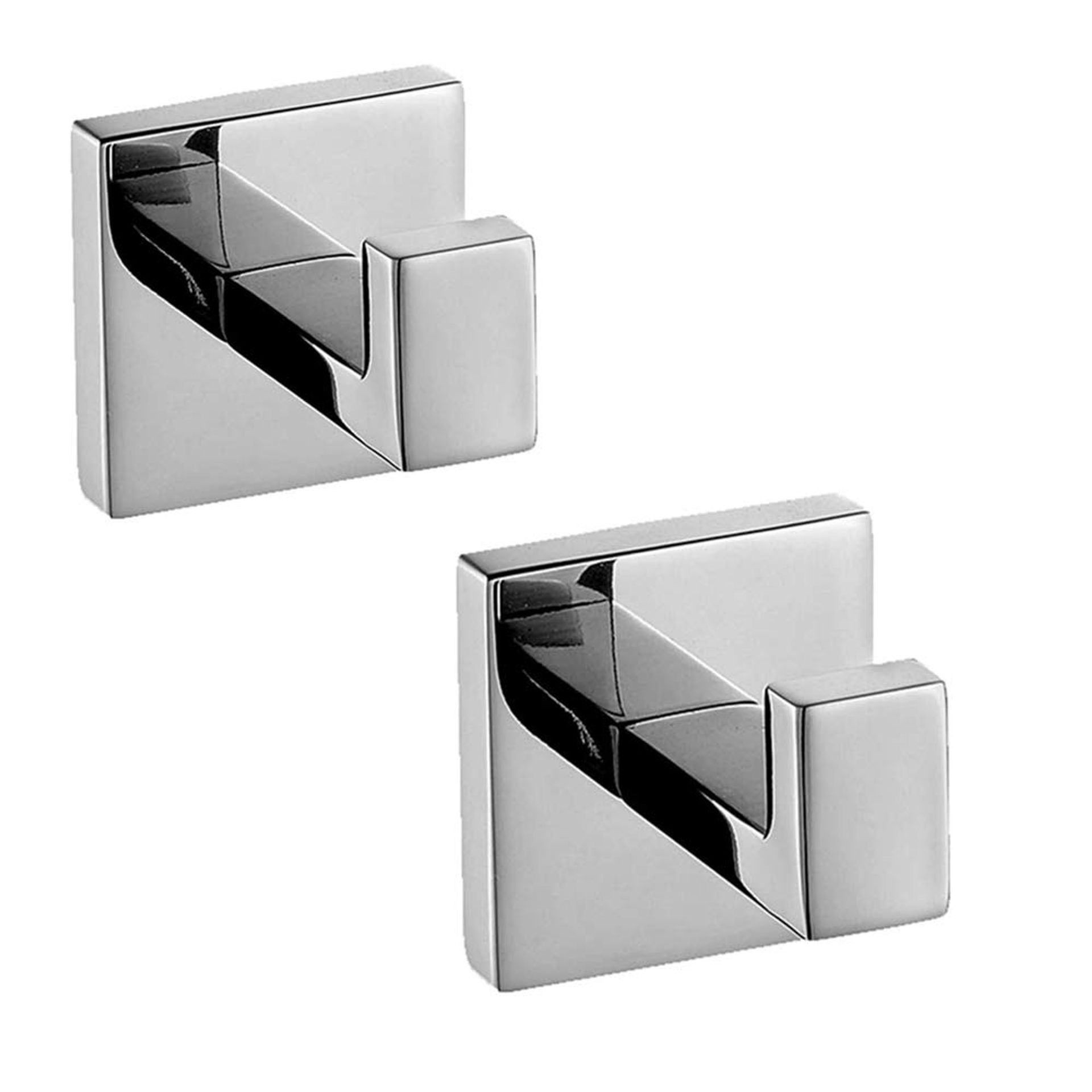 2PC 304 Stainless Steel Bathroom Square Towel Hooks Wall Mounted Hangers for Towels Coats Hats - Chrome