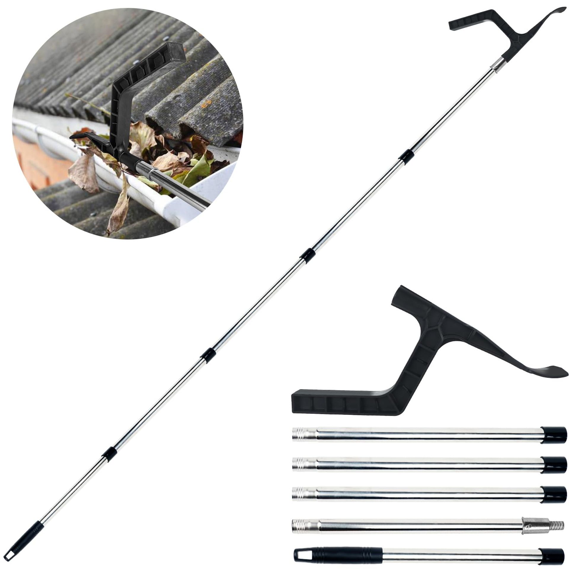 Telescopic Gutter Cleaning Pole - Effortlessly Remove Leaves & Debris with Portable Scraper Tool
