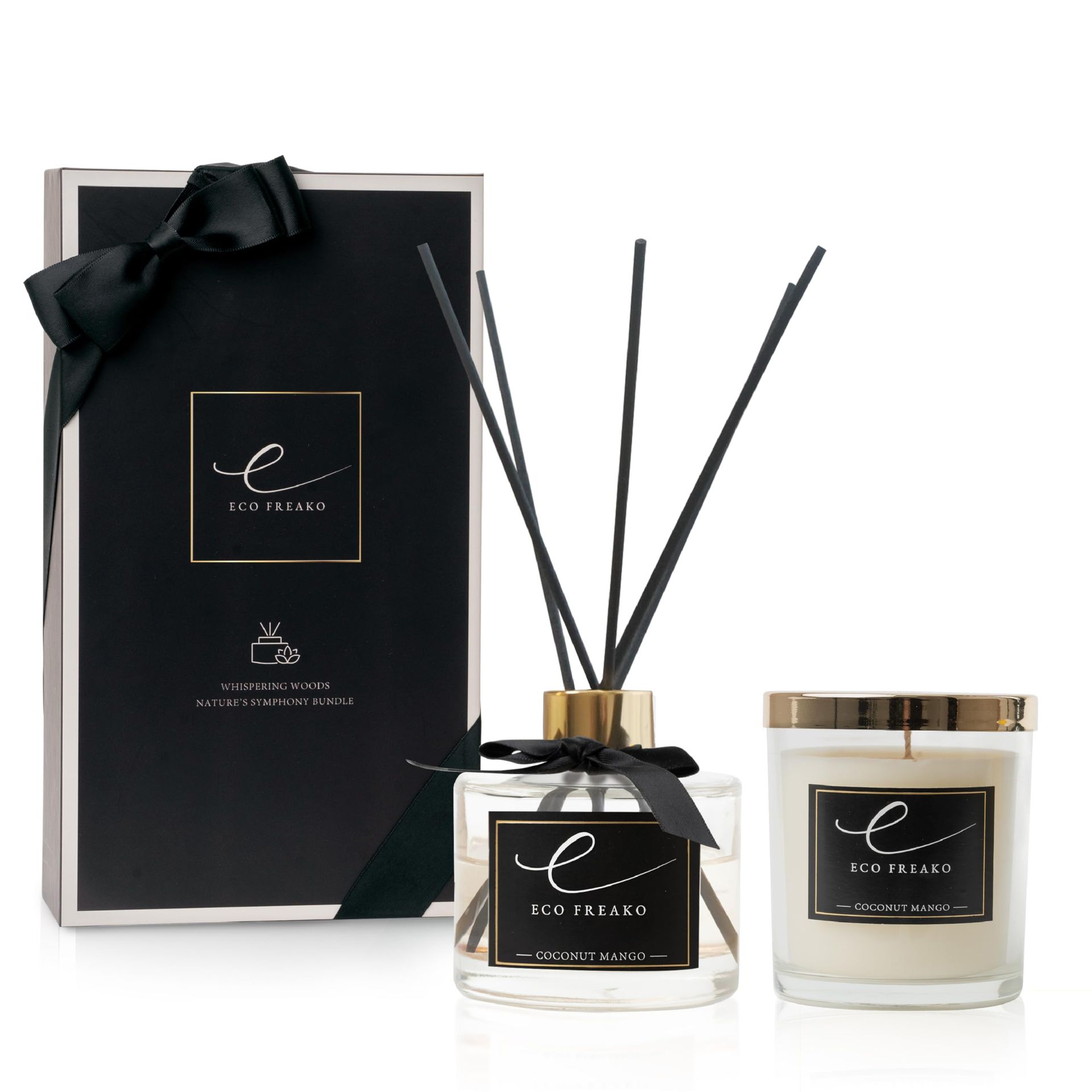 Coconut Mango Candle & Reed Diffuser Gift Set – Tropical Scent, Long-Lasting Fragrance, Perfect for Relaxation & Home Décor