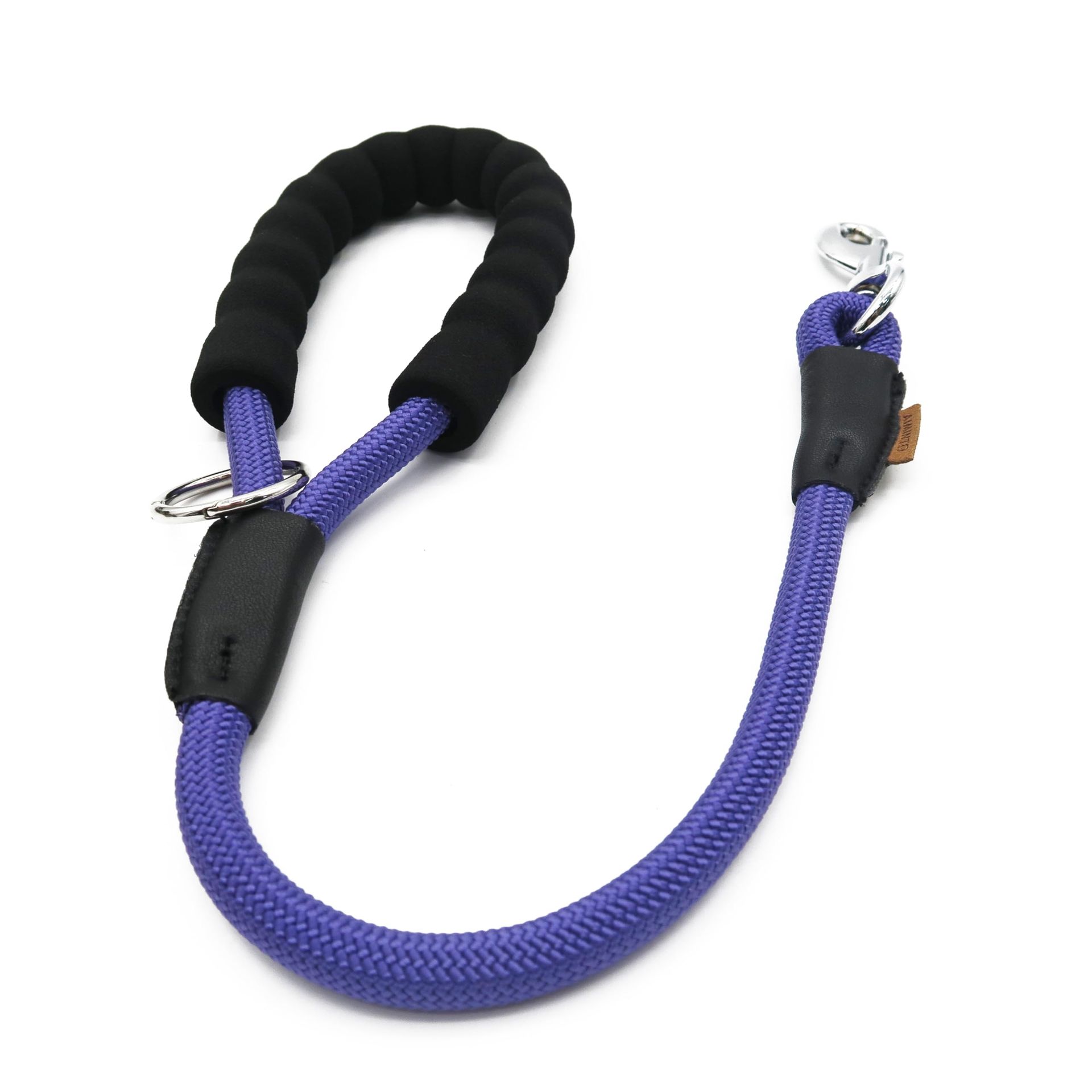 Durable Braided Rope Dog Leash for Medium/Large Dogs - 2FT, Purple - Secure Metal Clasp, Ideal for Training
