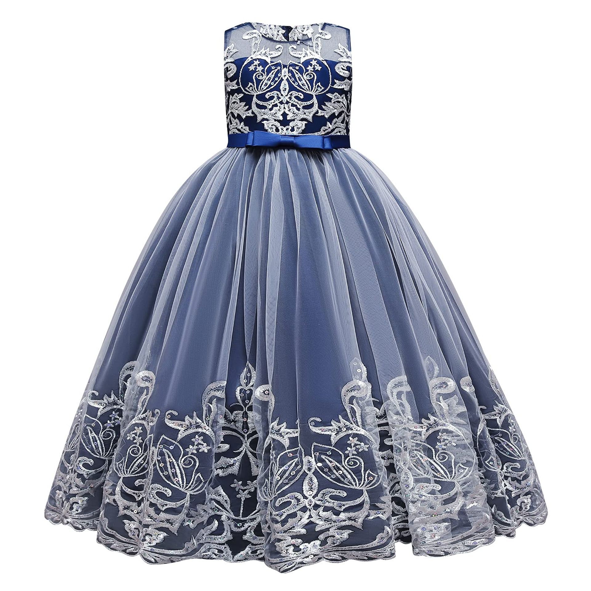 Flower Girl Lace Dress For Kids Sequin Pageant Wedding Bridesmaid Birthda