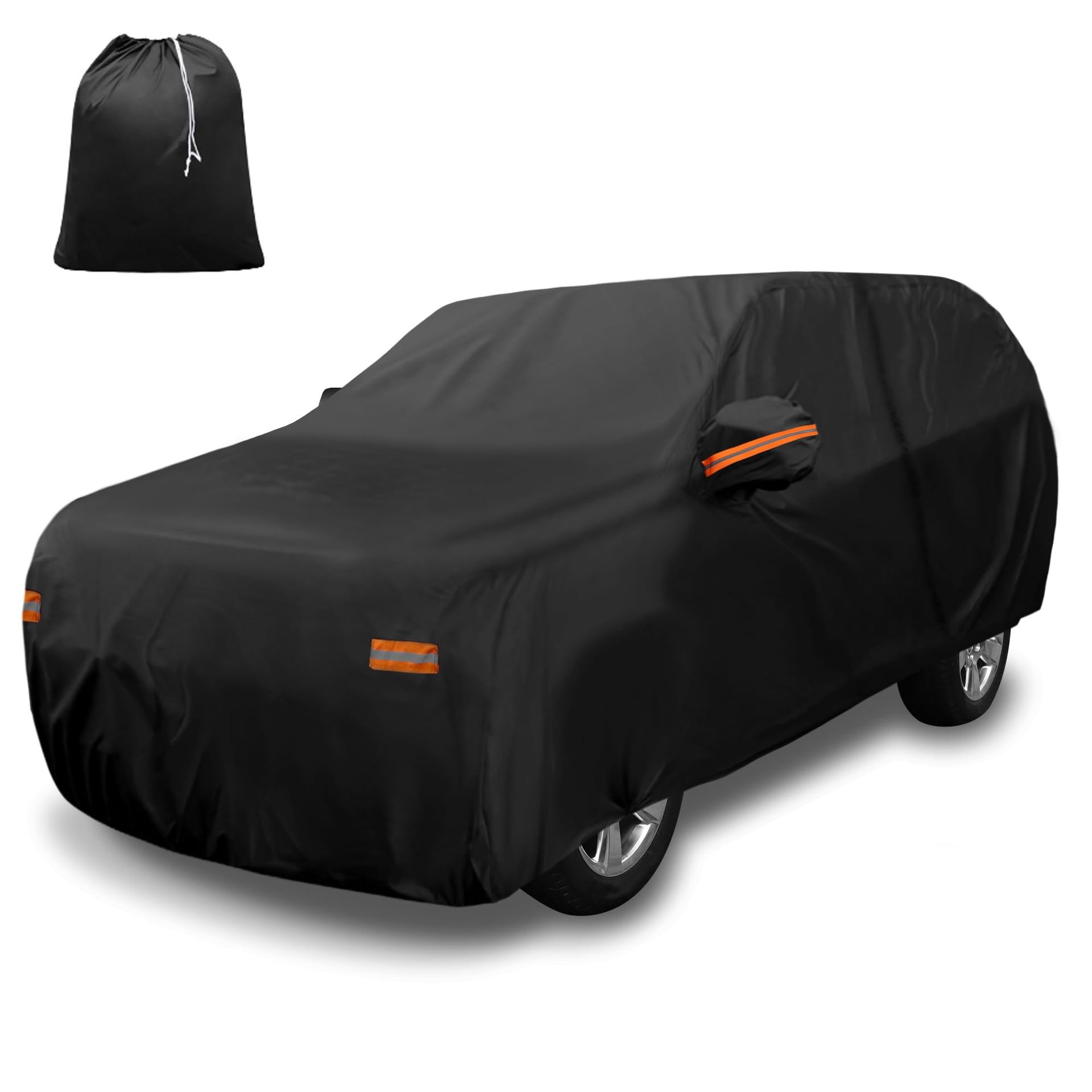 Car Cover for Chevrolet Tahoe 4 Door 2007-2020 Waterproof Sun Rain Snow Hail Protection with Zipper - Black