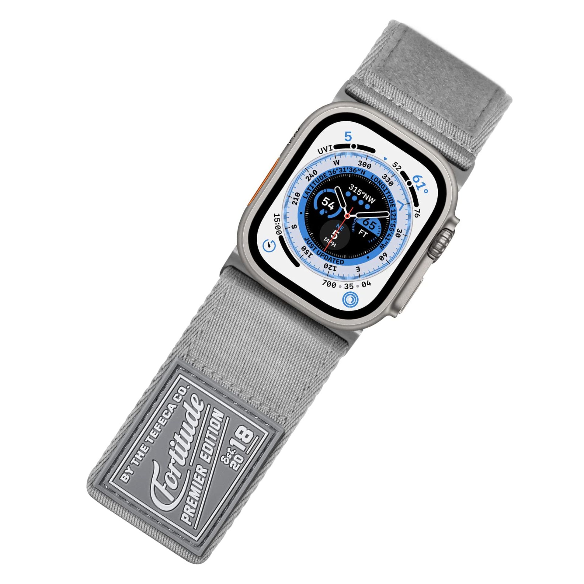 Fortitude Series Ultra-Wide Band Compatible with Apple Watch Ultra/Series 9/8/SE/7/6/5/4/3/2/1 - Grey with Silver Adapters XL