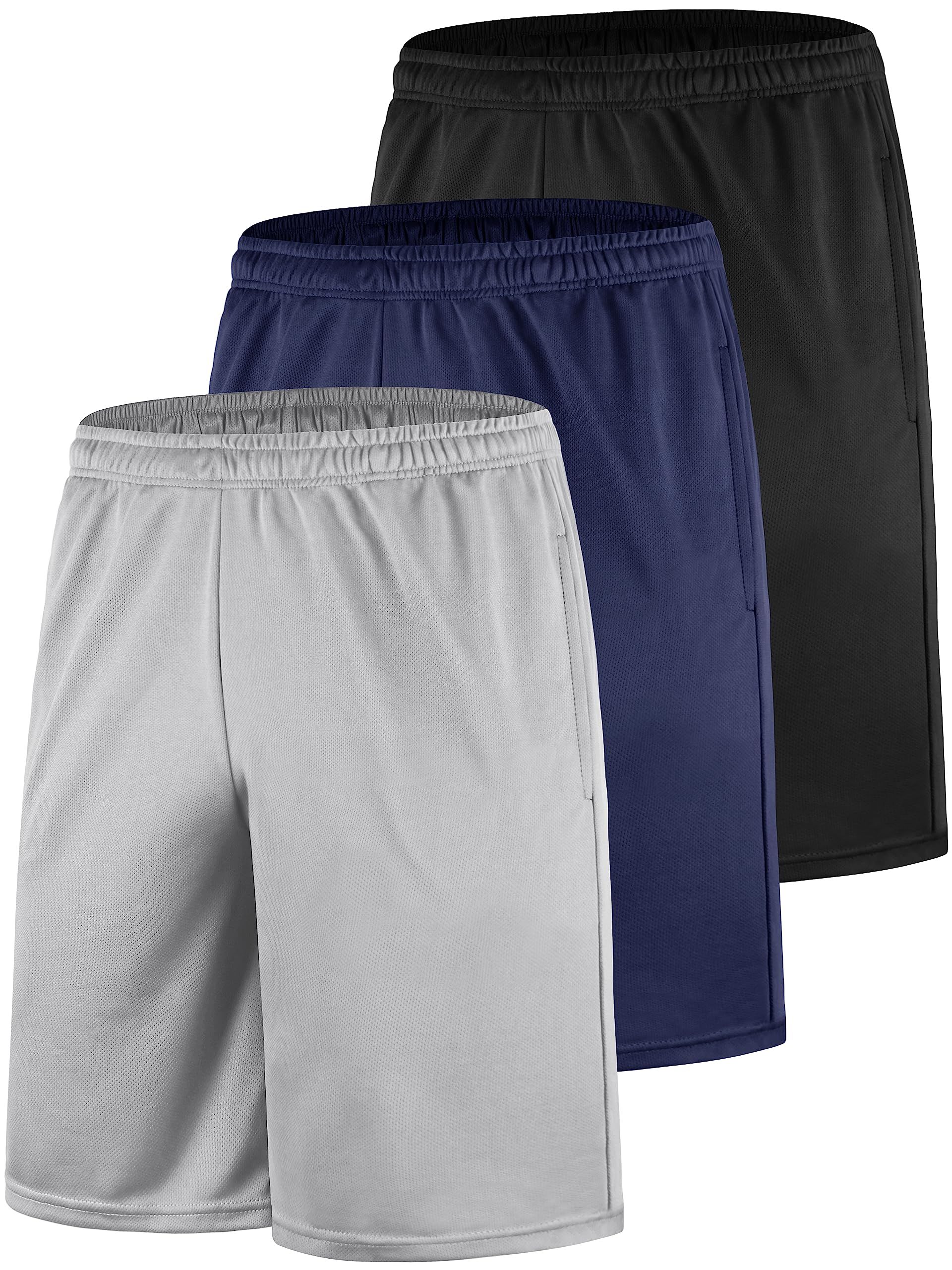 Teesmen Men's Quick Dry Shorts Breathable Sports Gym Running Workout Activewear 3Pack （ Multicolor set3-3XL）