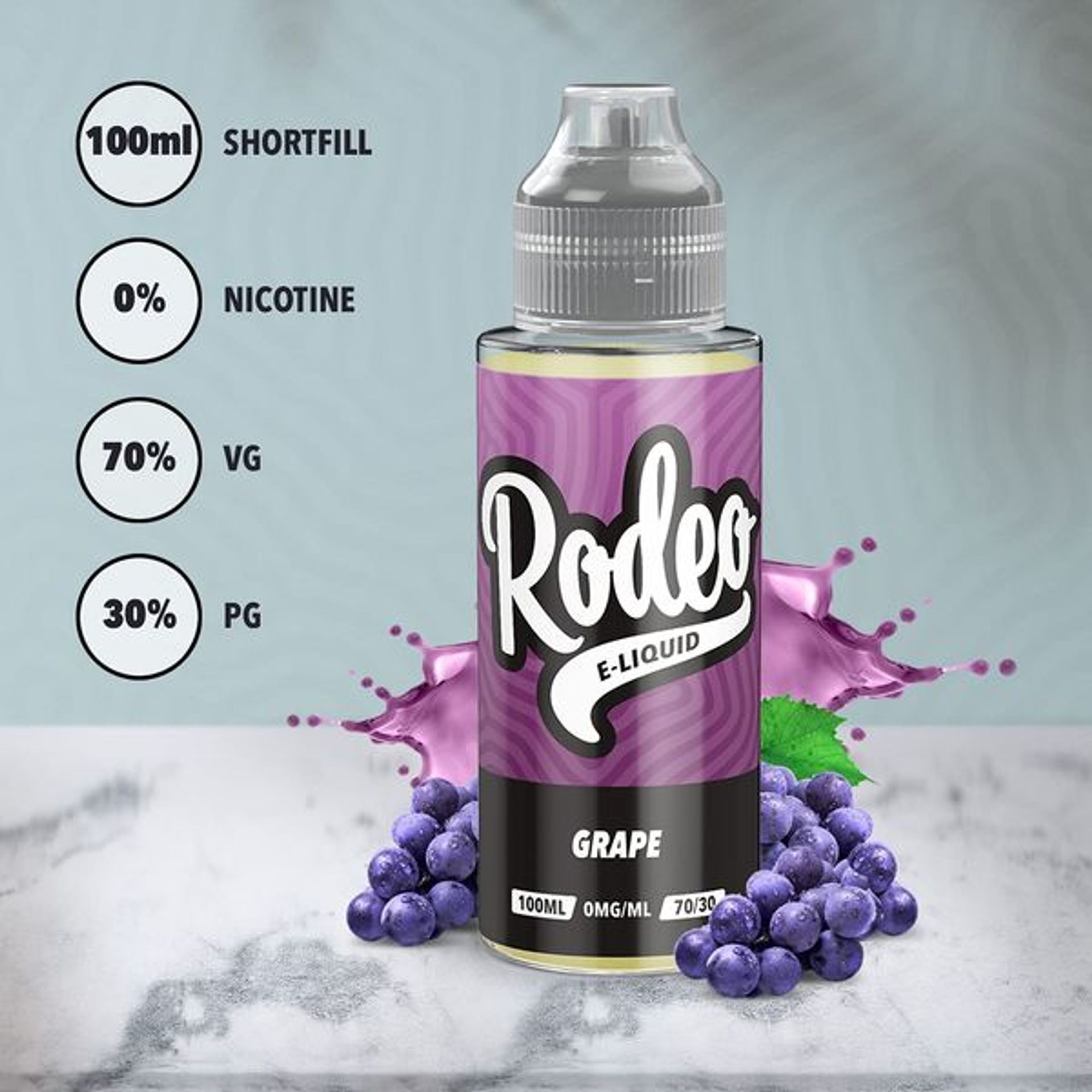Rodeo Vape Liquid 3 X 100ml Blueberg + Grape + Watermelon Vape Juice E Li