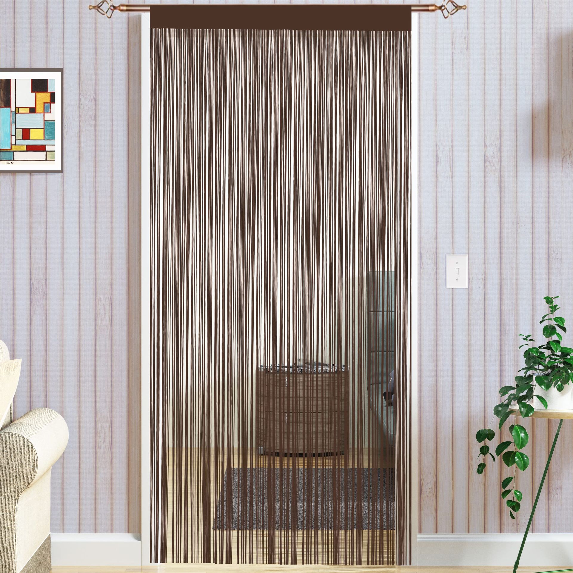 Elegant String Door Curtains for Windows & Doorways - Fly Screen Tassel Design (Coffee, 90x200cm)