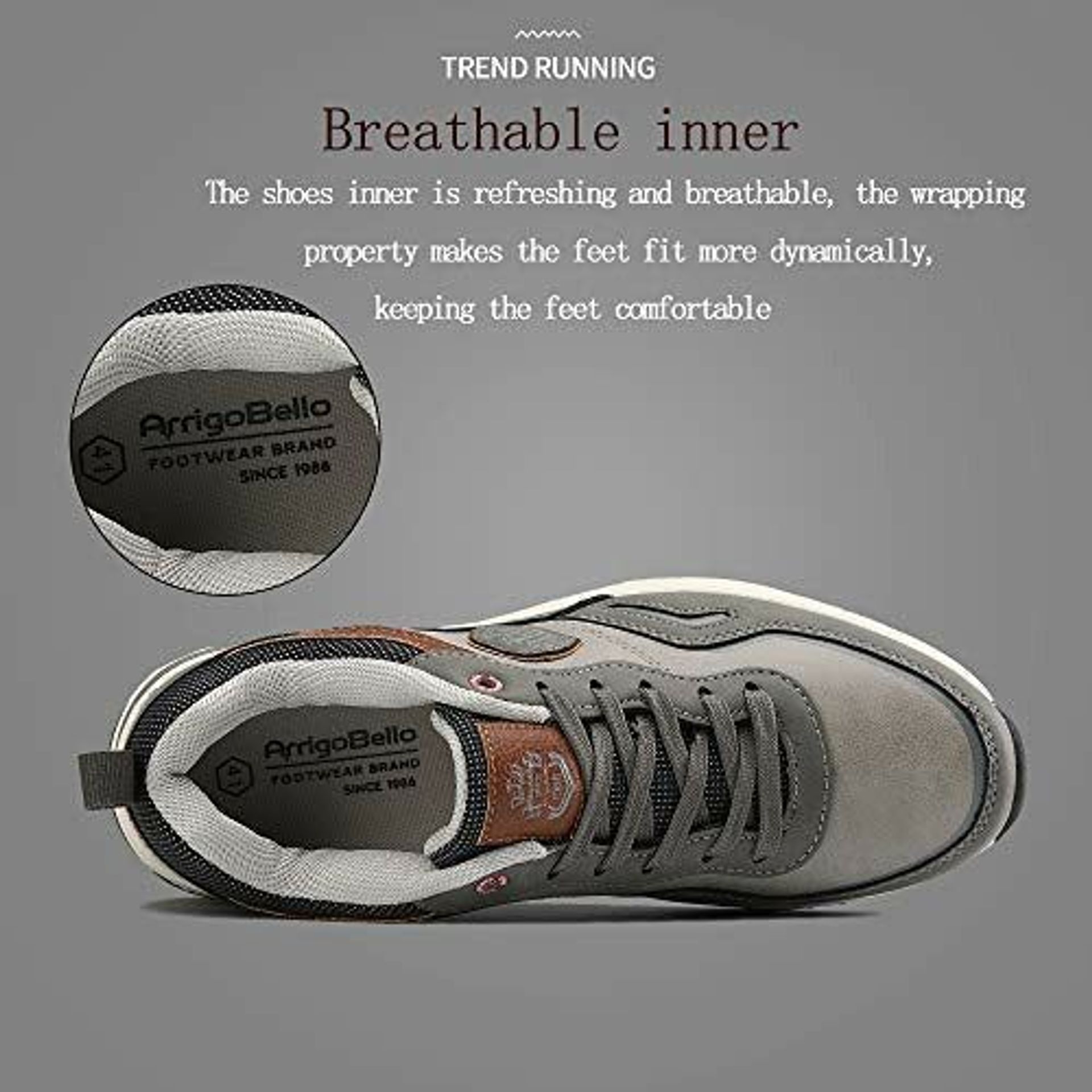 ARRIGO BELLO Sneaker Heren Schoenen Anti-Slip Vrijetijds Ademende Sportschoenen Mode Wandelschoenen (18 Wit,42