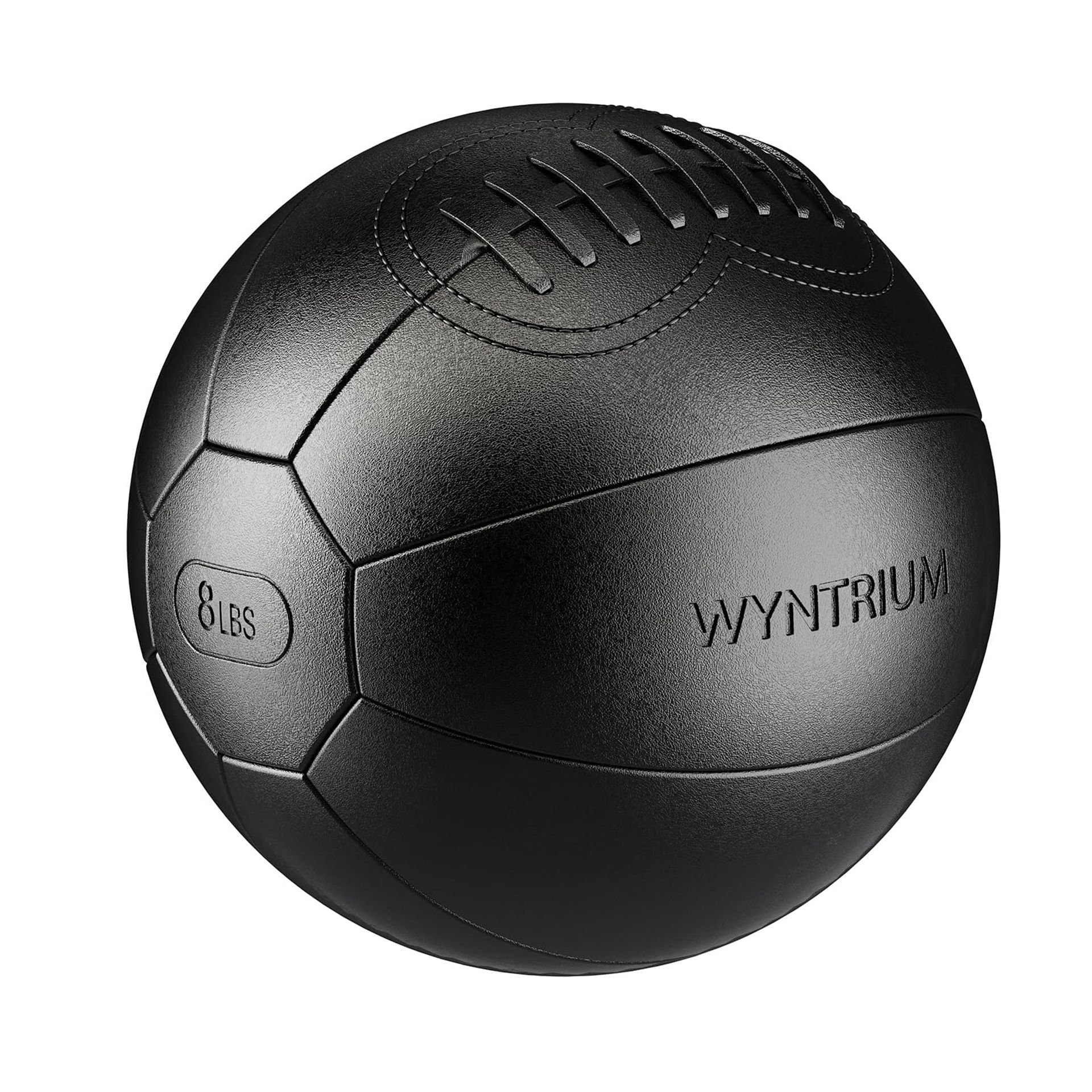 Medicine Ball Soft Touch Vegan Leather Sturdy Grip for Strength, Balance & Full-Body Workouts - Black 8lbs