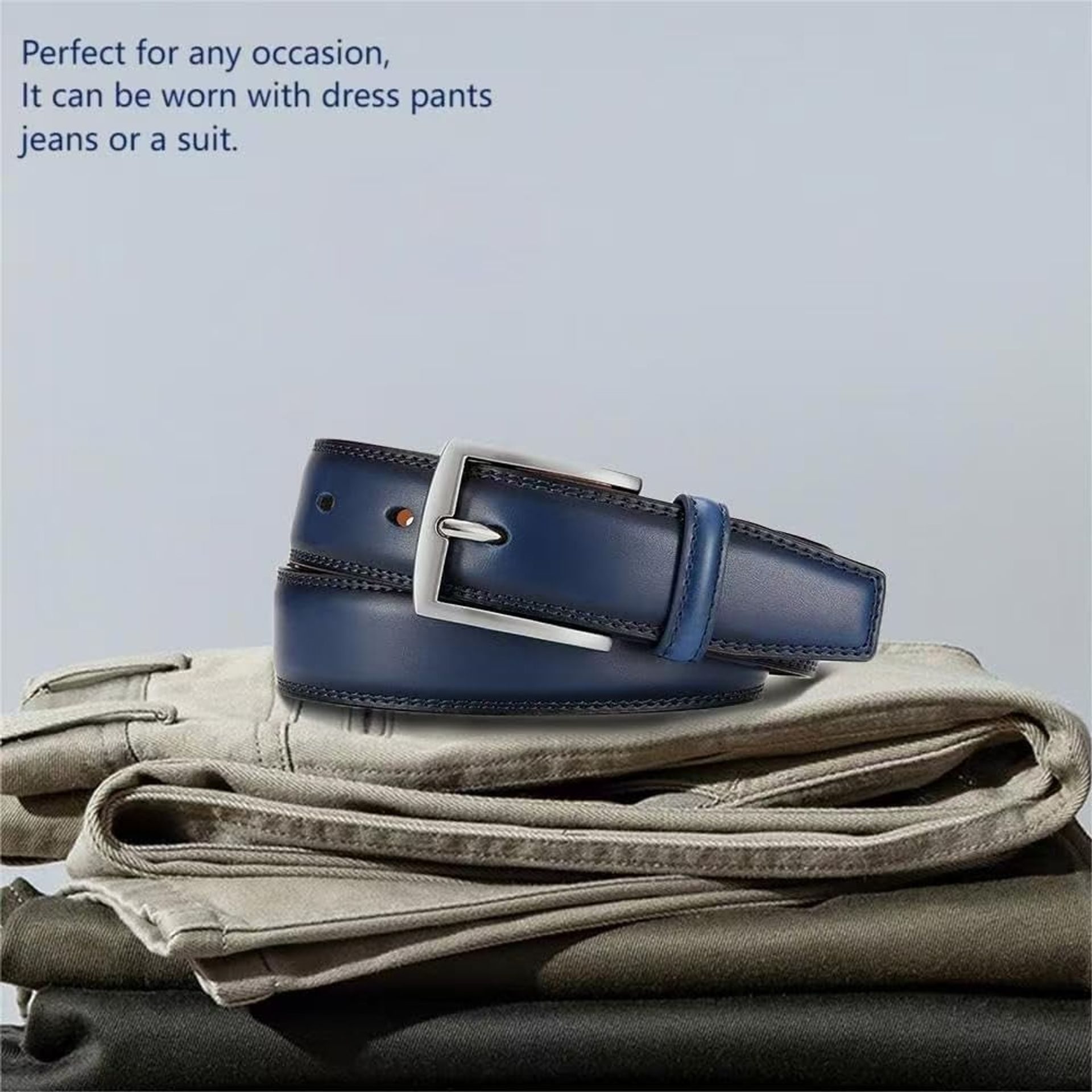 chinese dress ladies Marino's Men Genuine Leather Dress Belt with Single Prong Buckle - Charcoal main image 0