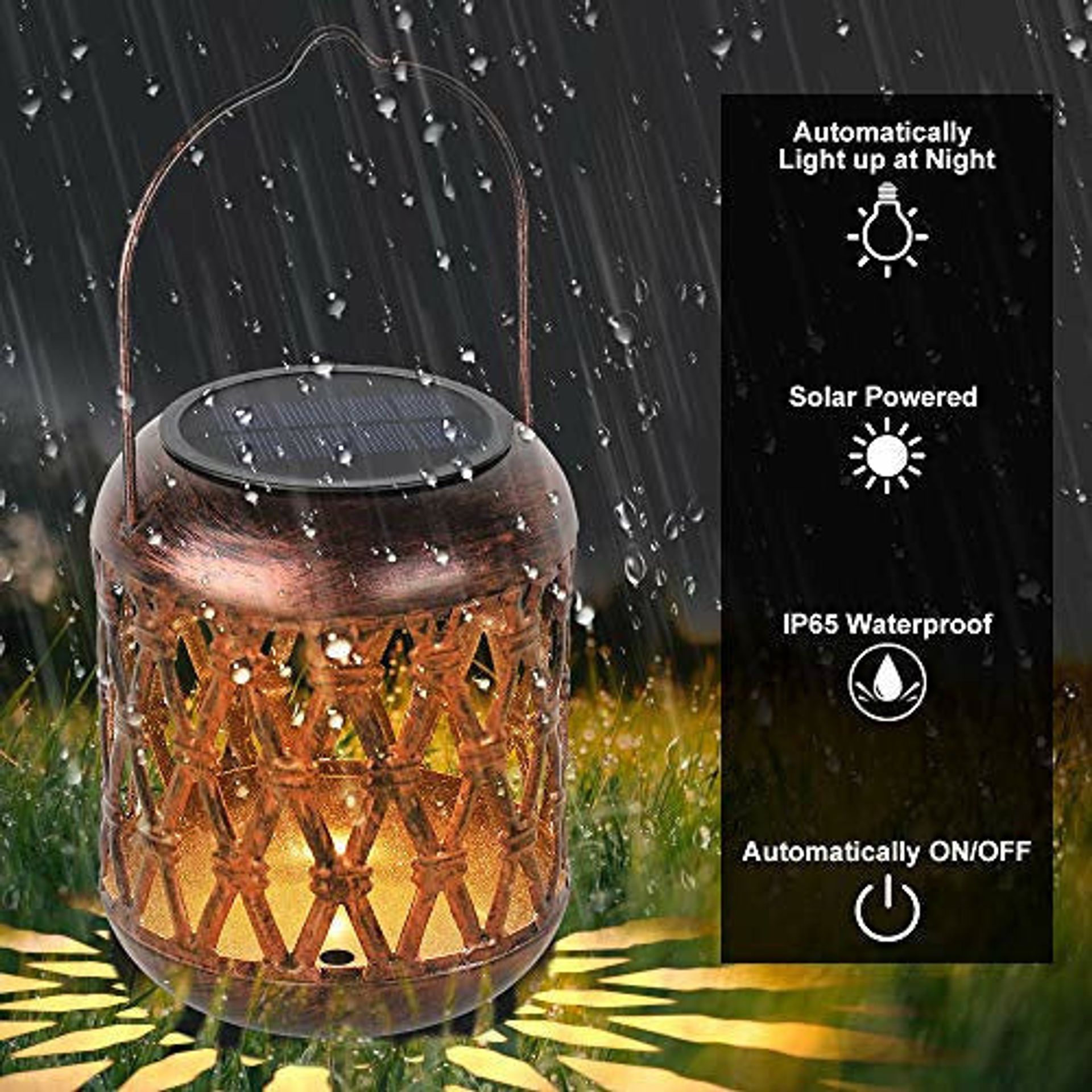 Waterproof Solar Lantern Hanging LED Light Outdoor Patio Garden Lamp Decor Iron | UK