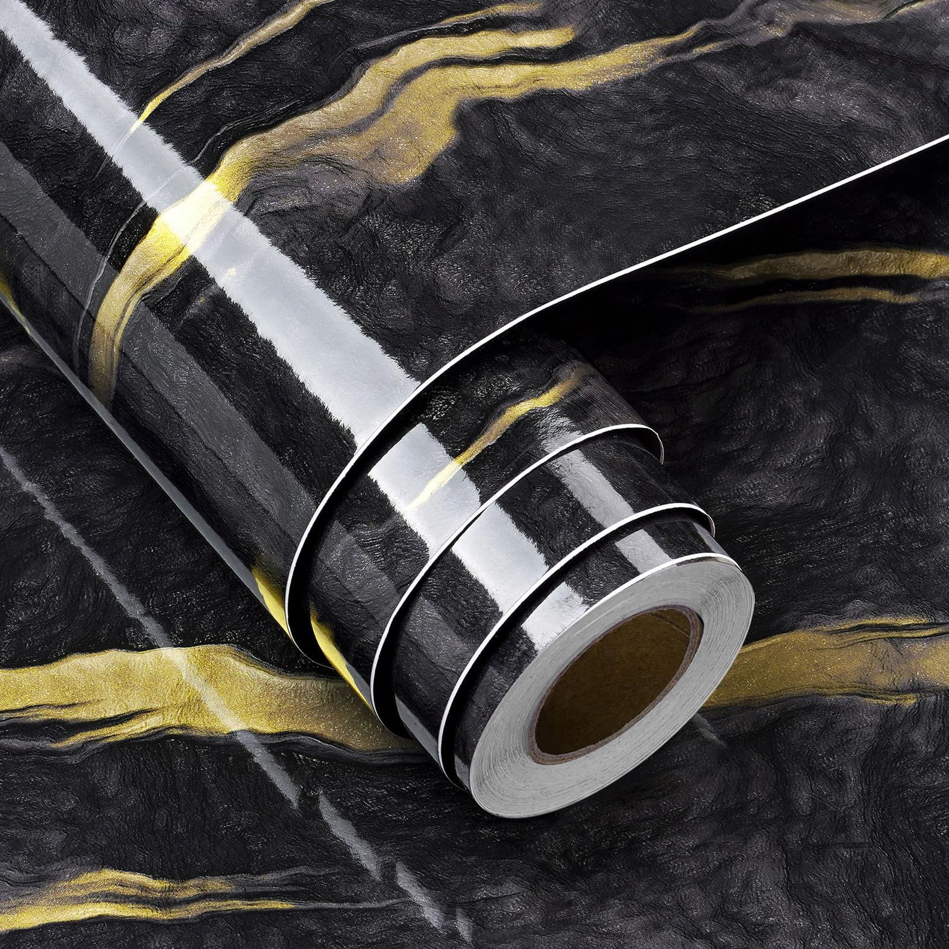 Black & Gold Marble Peel and Stick Wallpaper 60cm x 5m – Self Adhesive Vinyl for Walls, Furniture, Kitchen & DIY Décor